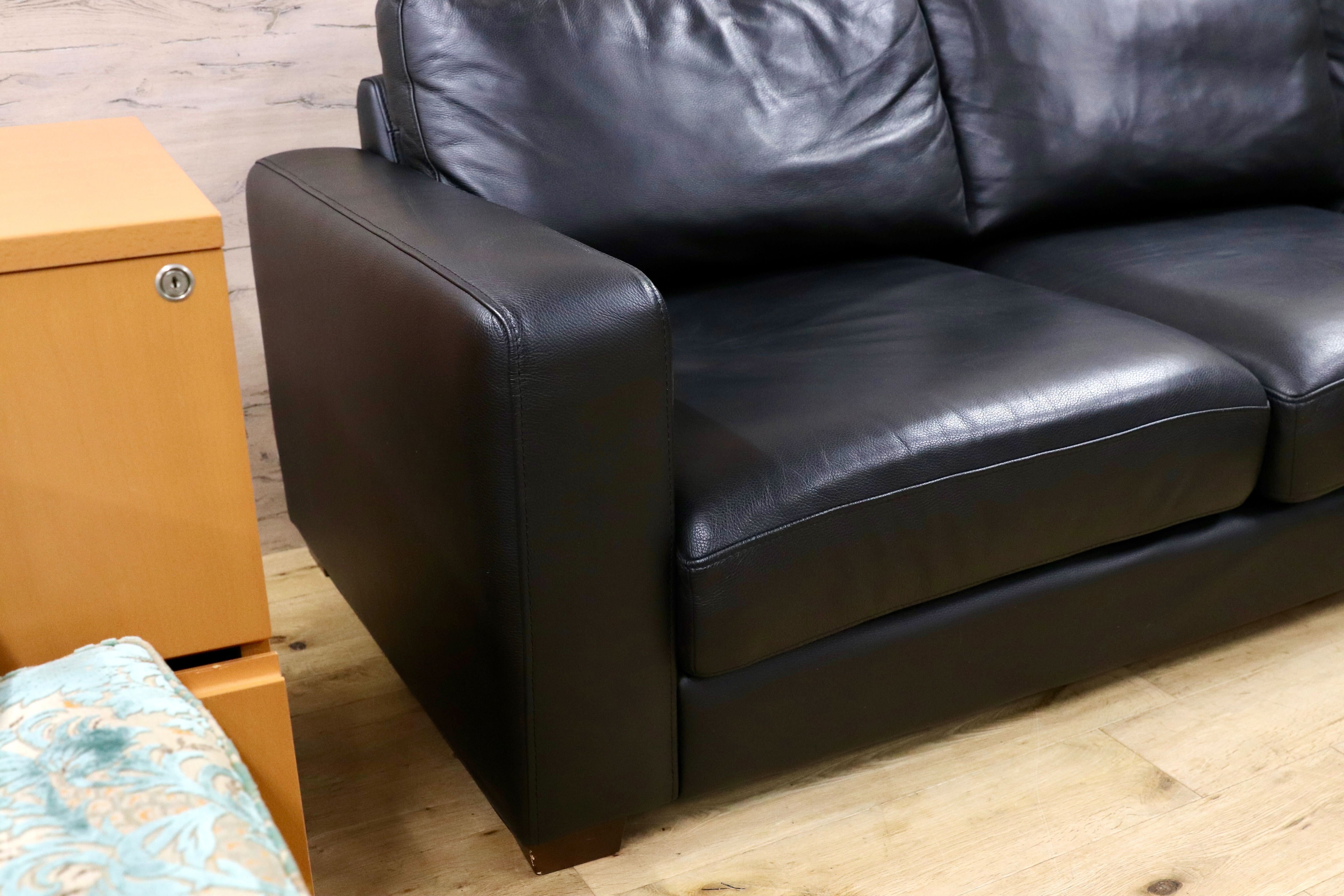 GMHN187○本革 黒 カウチソファ コーナーソファ リビングソファ スタイリッシュモダン 約23万