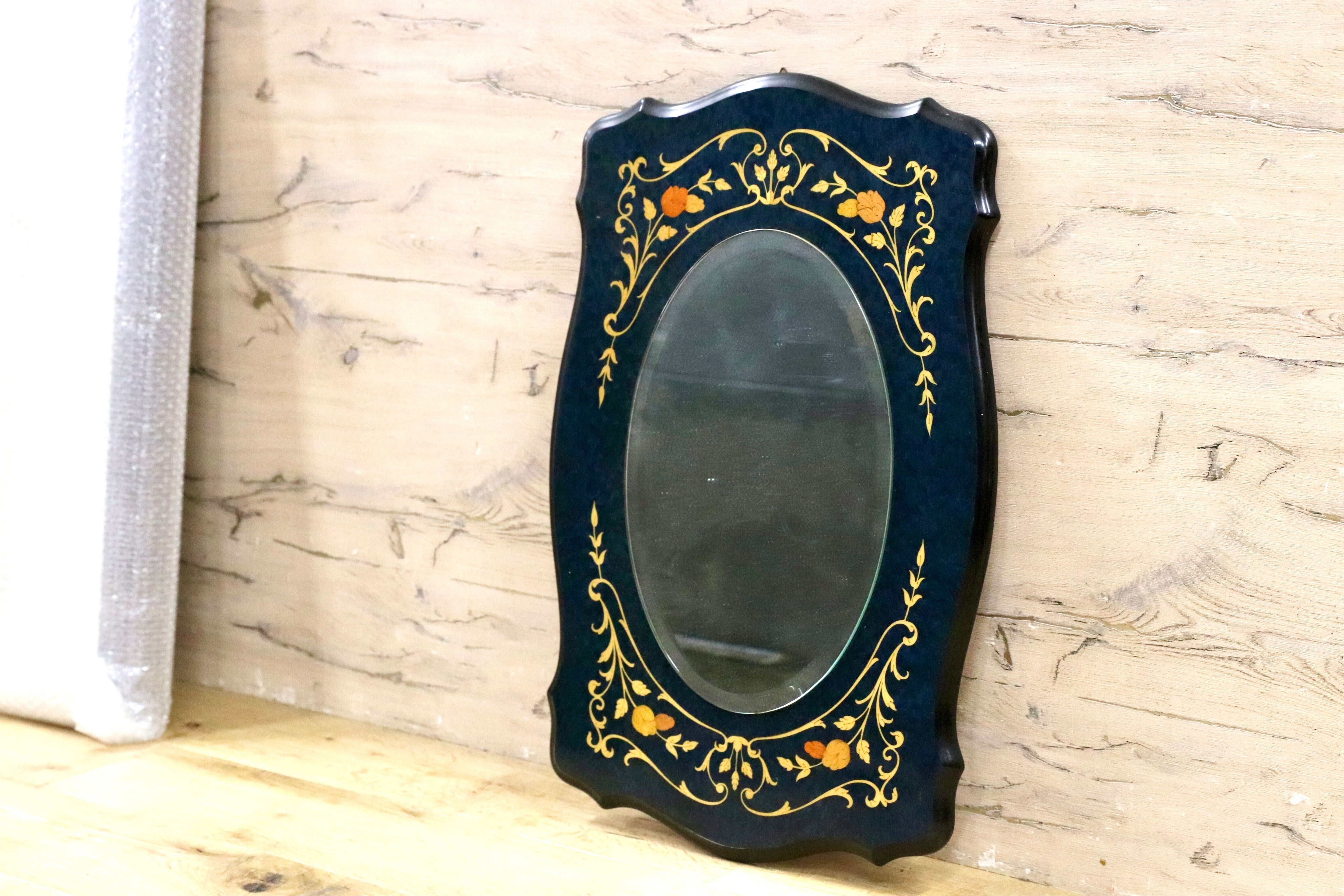 GMIS458A○Demain / ドマン イタリア製 ウォールミラー 壁掛け ブルー 鏡 クラシック アンティーク調