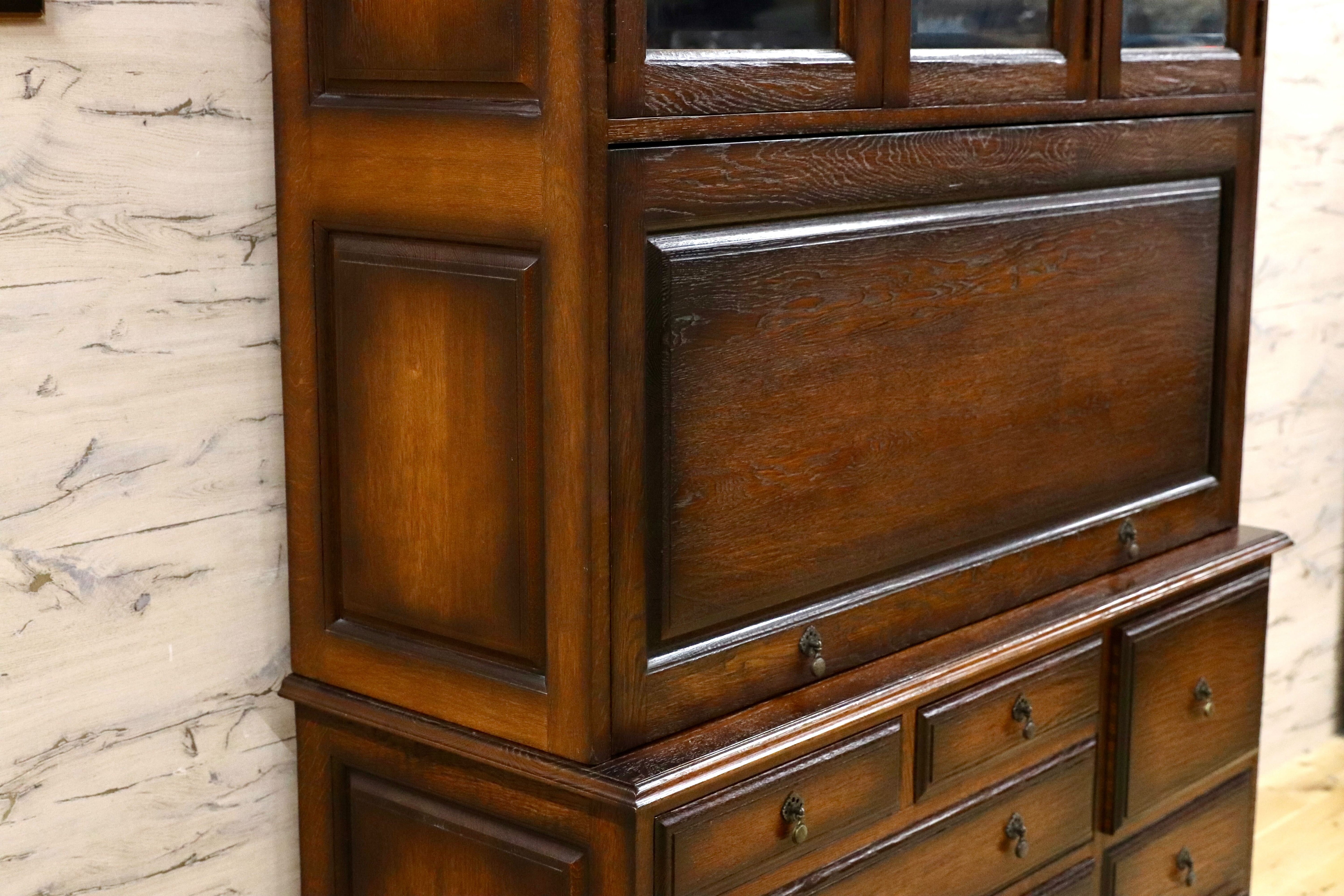 GMEK418○イギリス アンティーク 大型キャビネット リビングボード 収納棚 飾り棚 ヴィンテージ 最高級 オーク無垢材 約150万