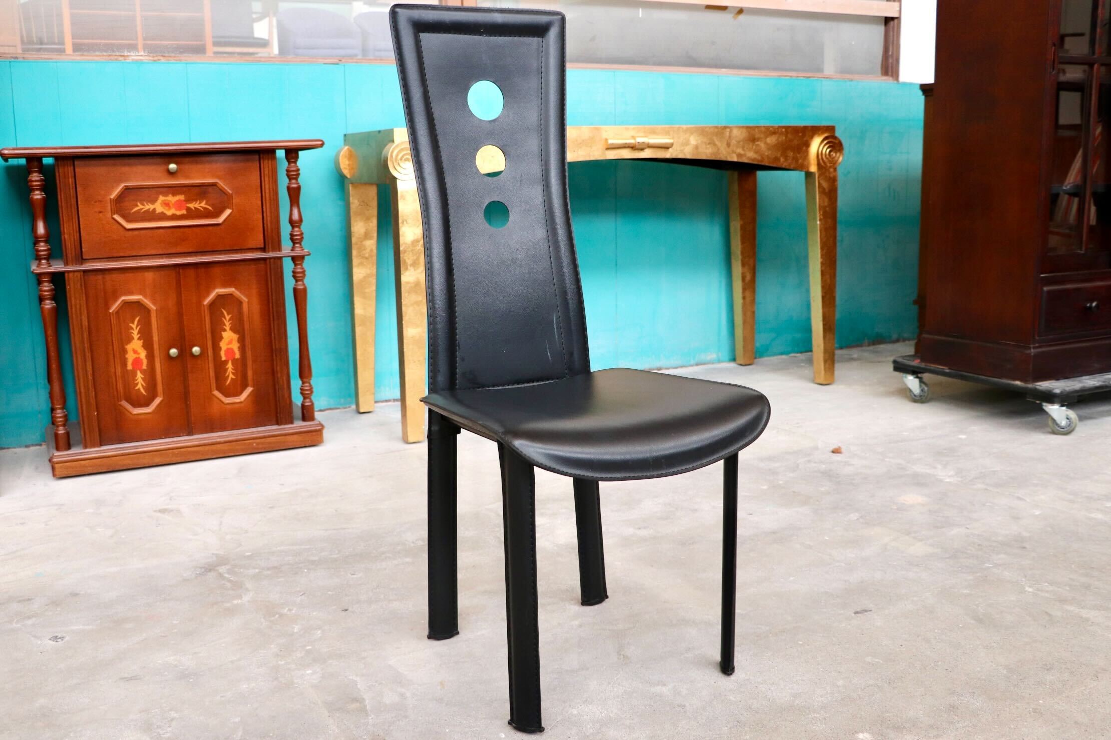 GMHK314○ダイニングチェア 椅子 グレースチェア ハイバック 革 レザー ブラック モダン