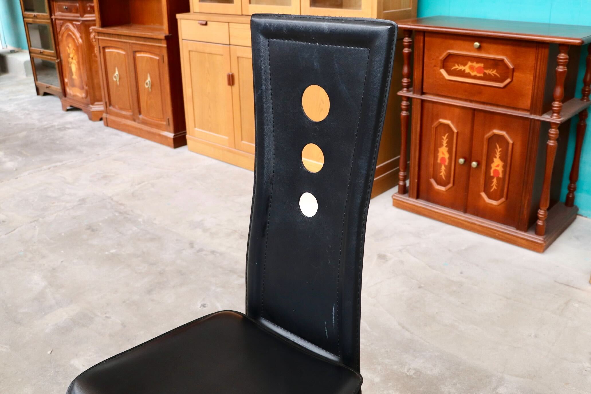 GMHK314○ダイニングチェア 椅子 グレースチェア ハイバック 革 レザー ブラック モダン