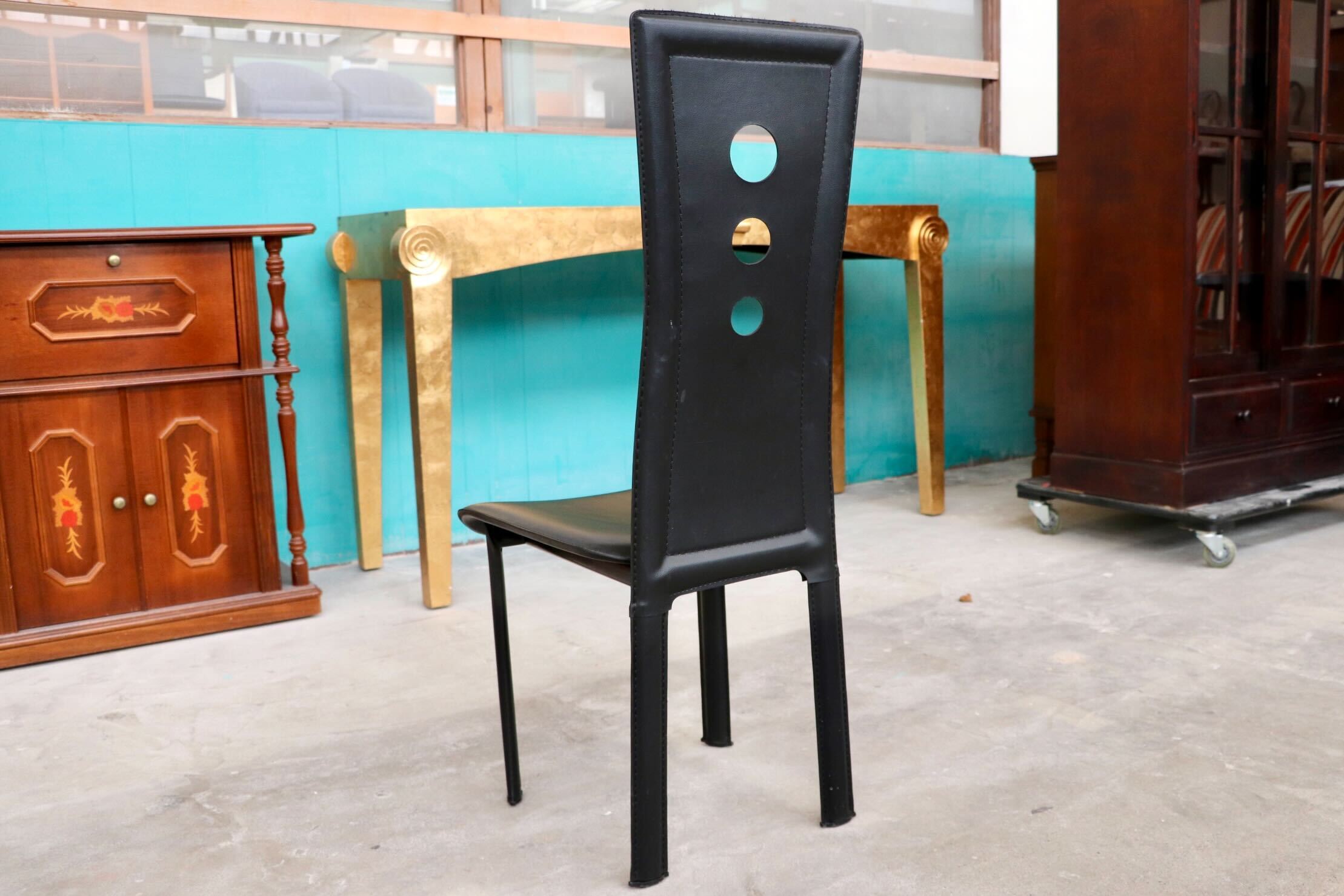 GMHK314○ダイニングチェア 椅子 グレースチェア ハイバック 革 レザー ブラック モダン