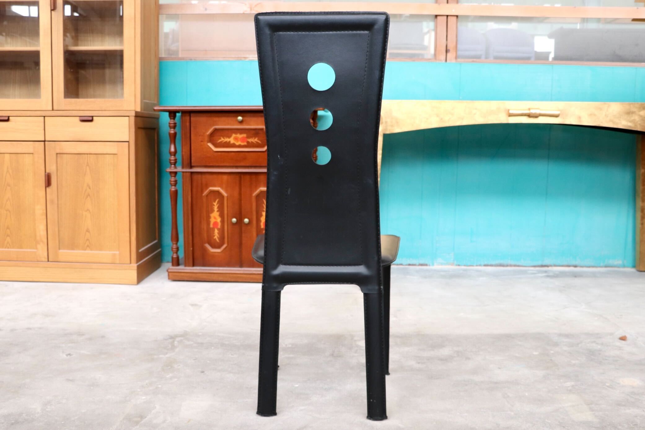 GMHK314○ダイニングチェア 椅子 グレースチェア ハイバック 革 レザー ブラック モダン