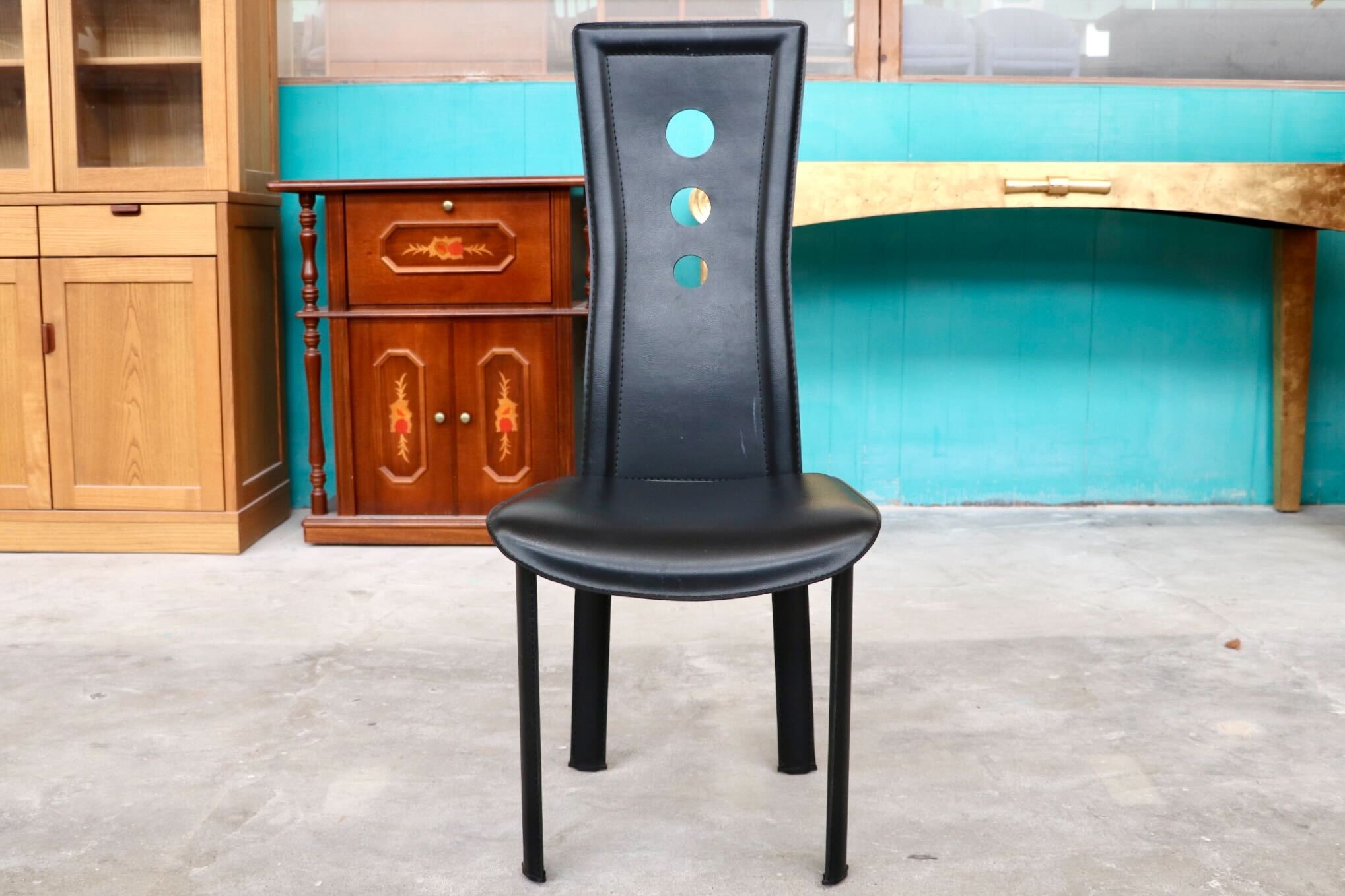 GMHK314○ダイニングチェア 椅子 グレースチェア ハイバック 革 レザー ブラック モダン