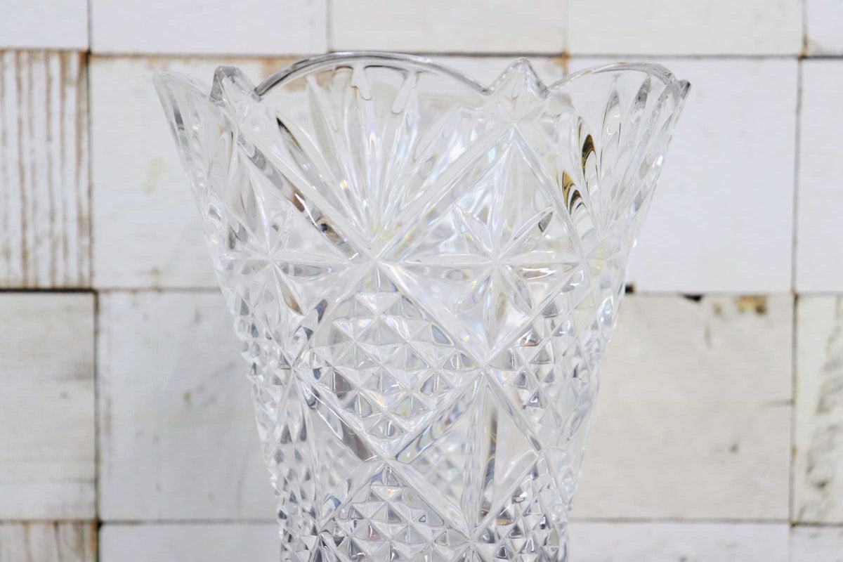 GMJO136P〇ボヘミアグラス カットクリスタル 花器 フラワーベース 花瓶 クリスタルガラス 置物 インテリア