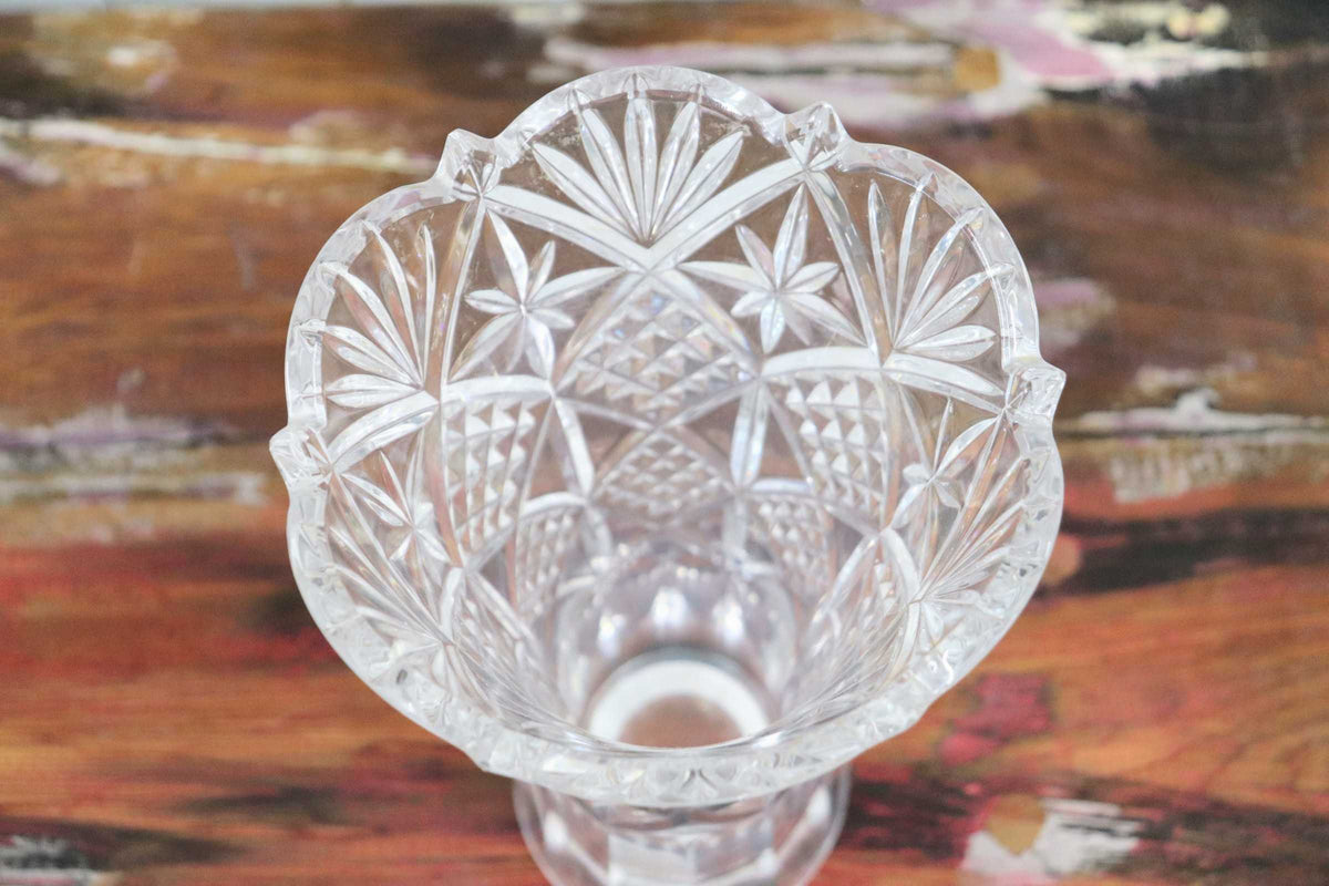 GMJO136P〇ボヘミアグラス カットクリスタル 花器 フラワーベース 花瓶 クリスタルガラス 置物 インテリア