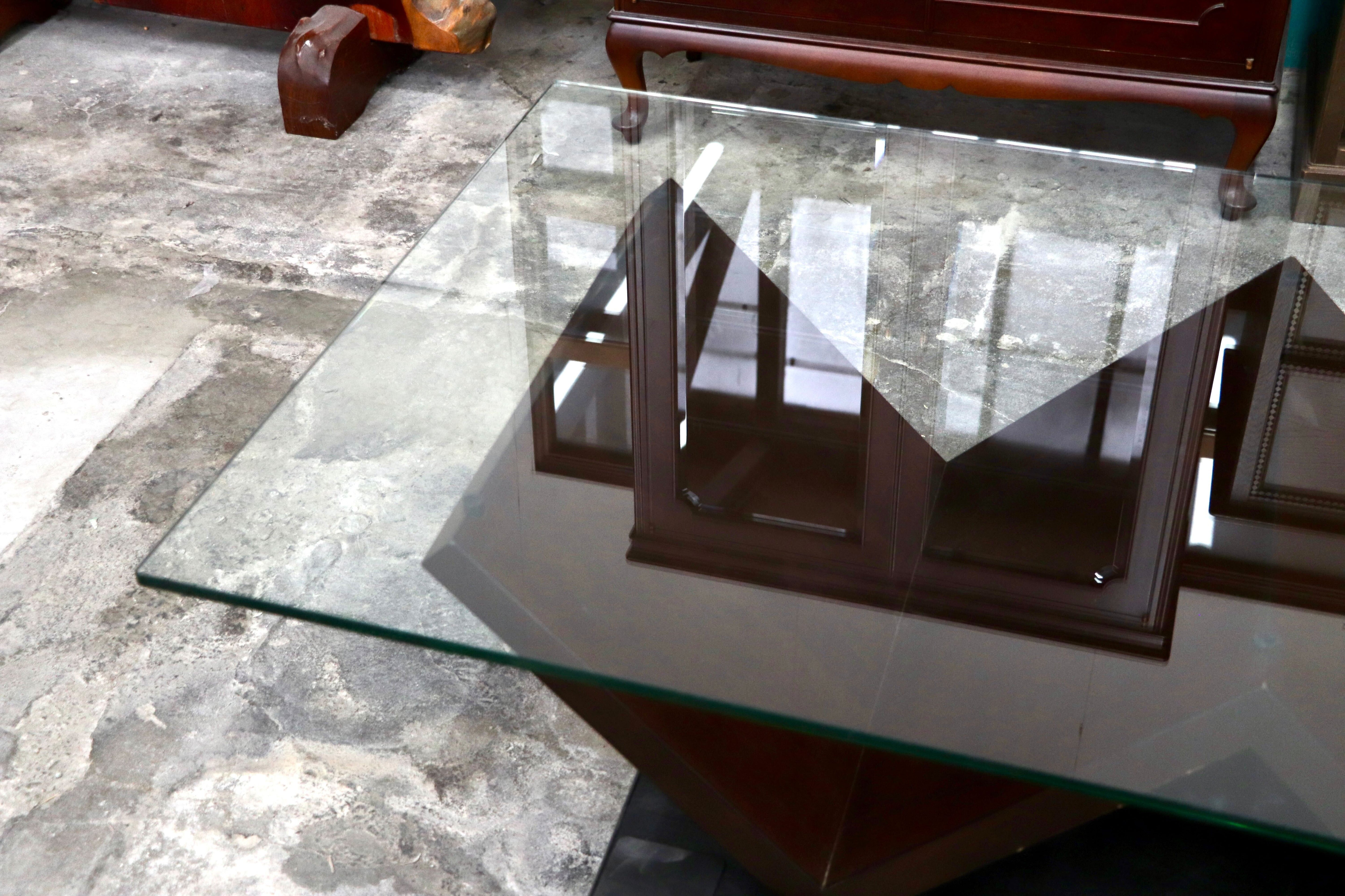 GMIH518○arflex / アルフレックス MONTAGNA モンターニャ センターテーブル 川崎文男 ガラス天板 ウォールナット系 イタリアモダン 約30万