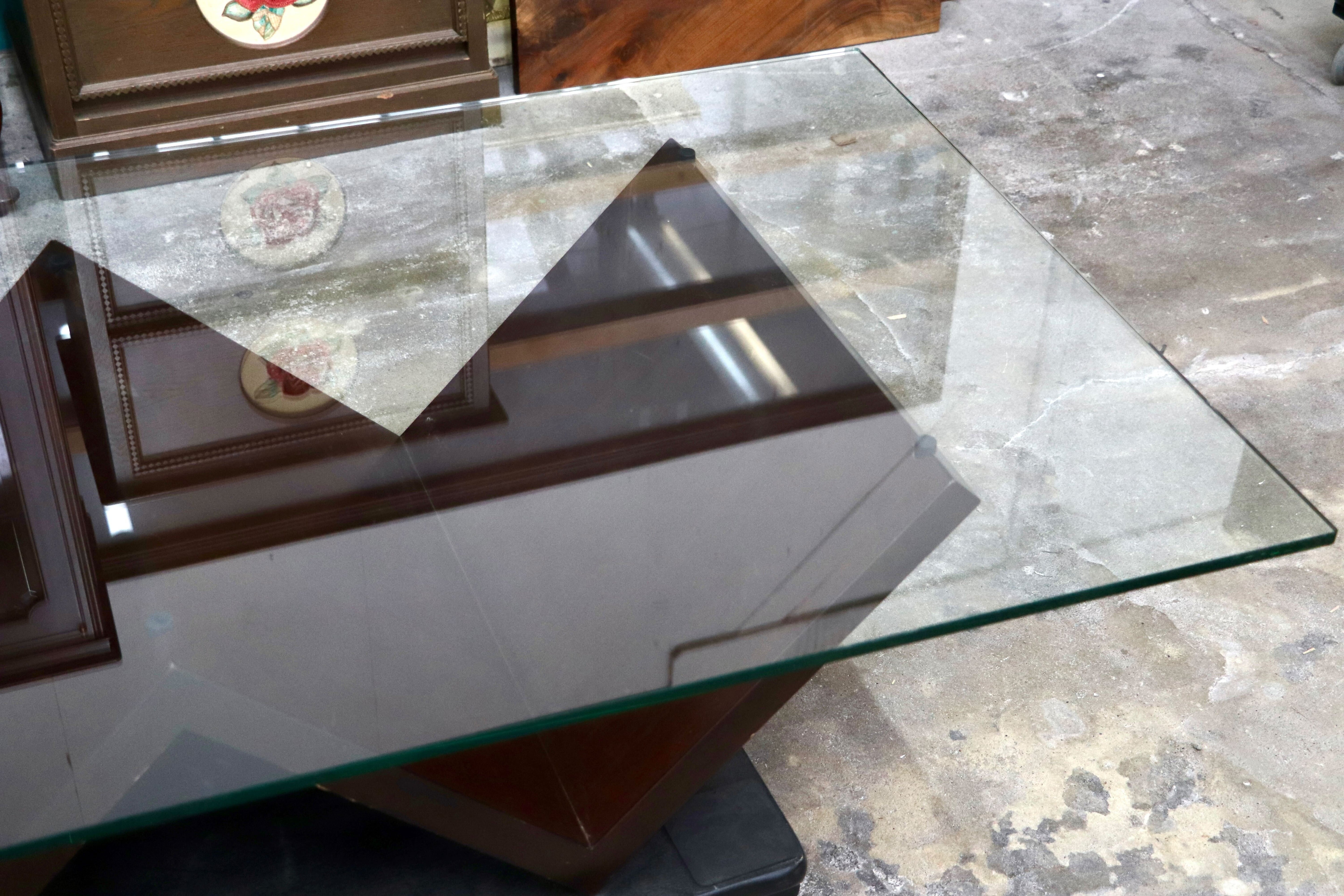 GMIH518○arflex / アルフレックス MONTAGNA モンターニャ センターテーブル 川崎文男 ガラス天板 ウォールナット系 イタリアモダン 約30万