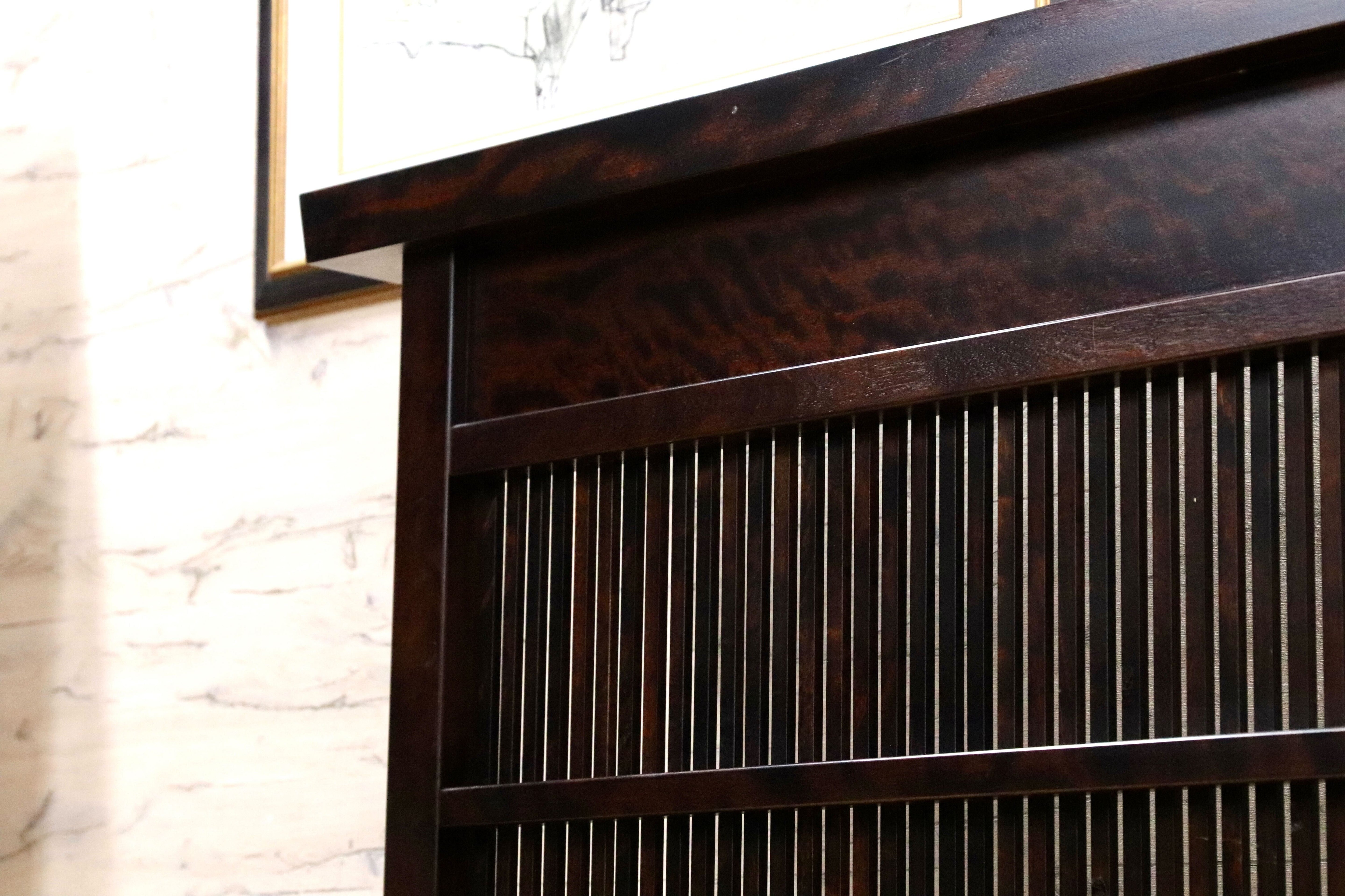 GMIS492○和製 アンティーク 衝立 パーテーション オブジェ レトロ 古民家 仕切り 樺材 検）北海道民芸家具 九州民芸家具