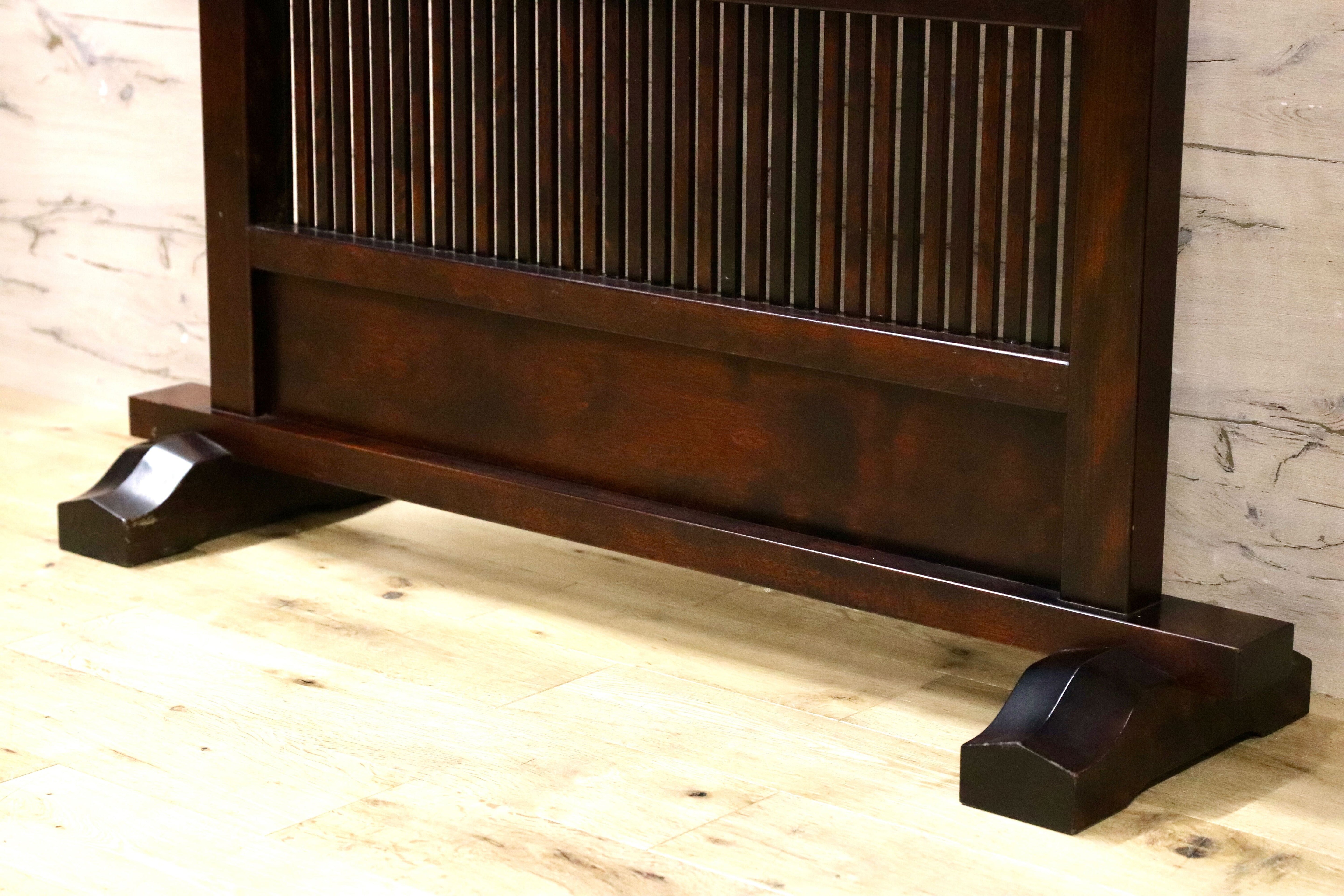 GMIS492○和製 アンティーク 衝立 パーテーション オブジェ レトロ 古民家 仕切り 樺材 検）北海道民芸家具 九州民芸家具