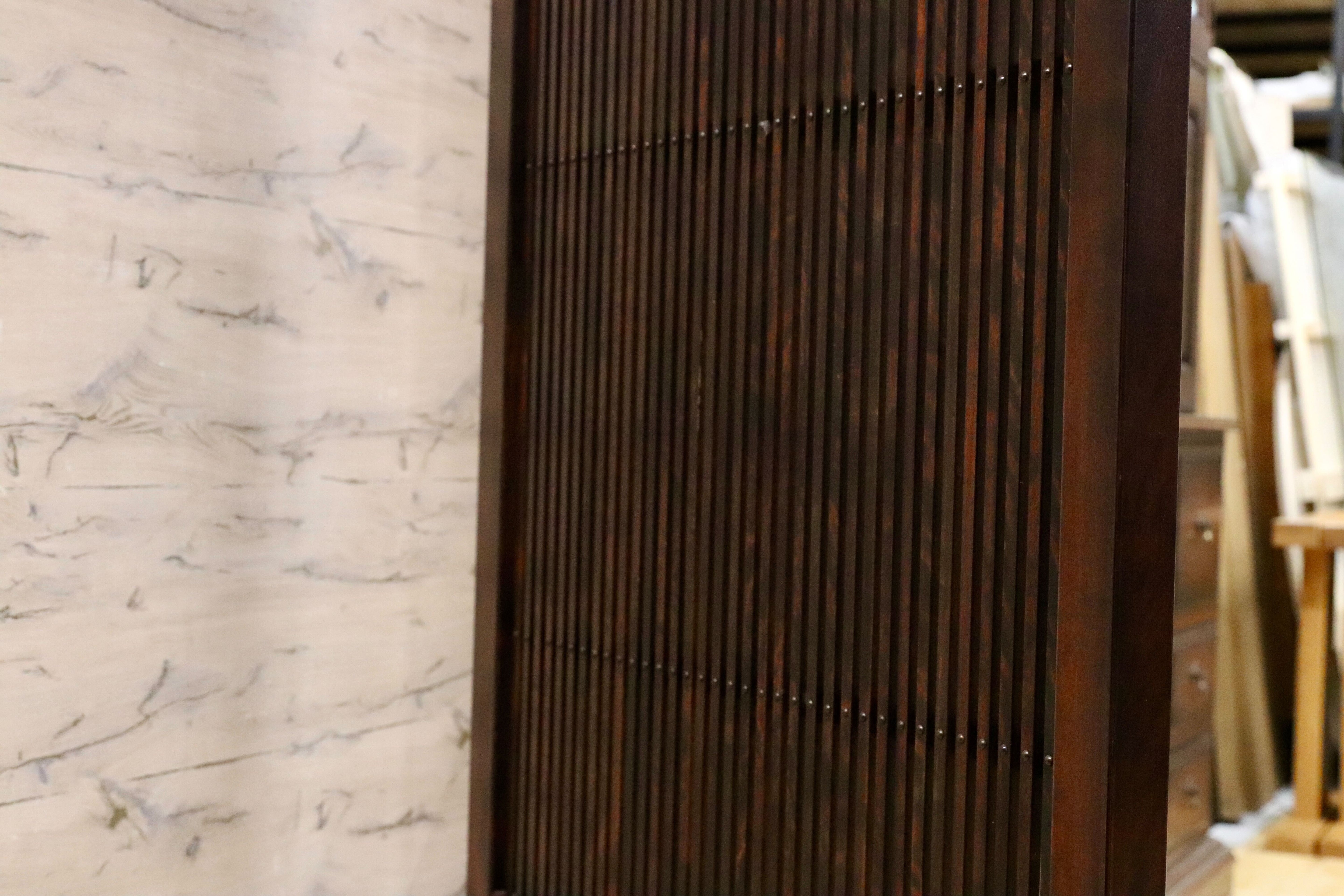 GMIS492○和製 アンティーク 衝立 パーテーション オブジェ レトロ 古民家 仕切り 樺材 検）北海道民芸家具 九州民芸家具