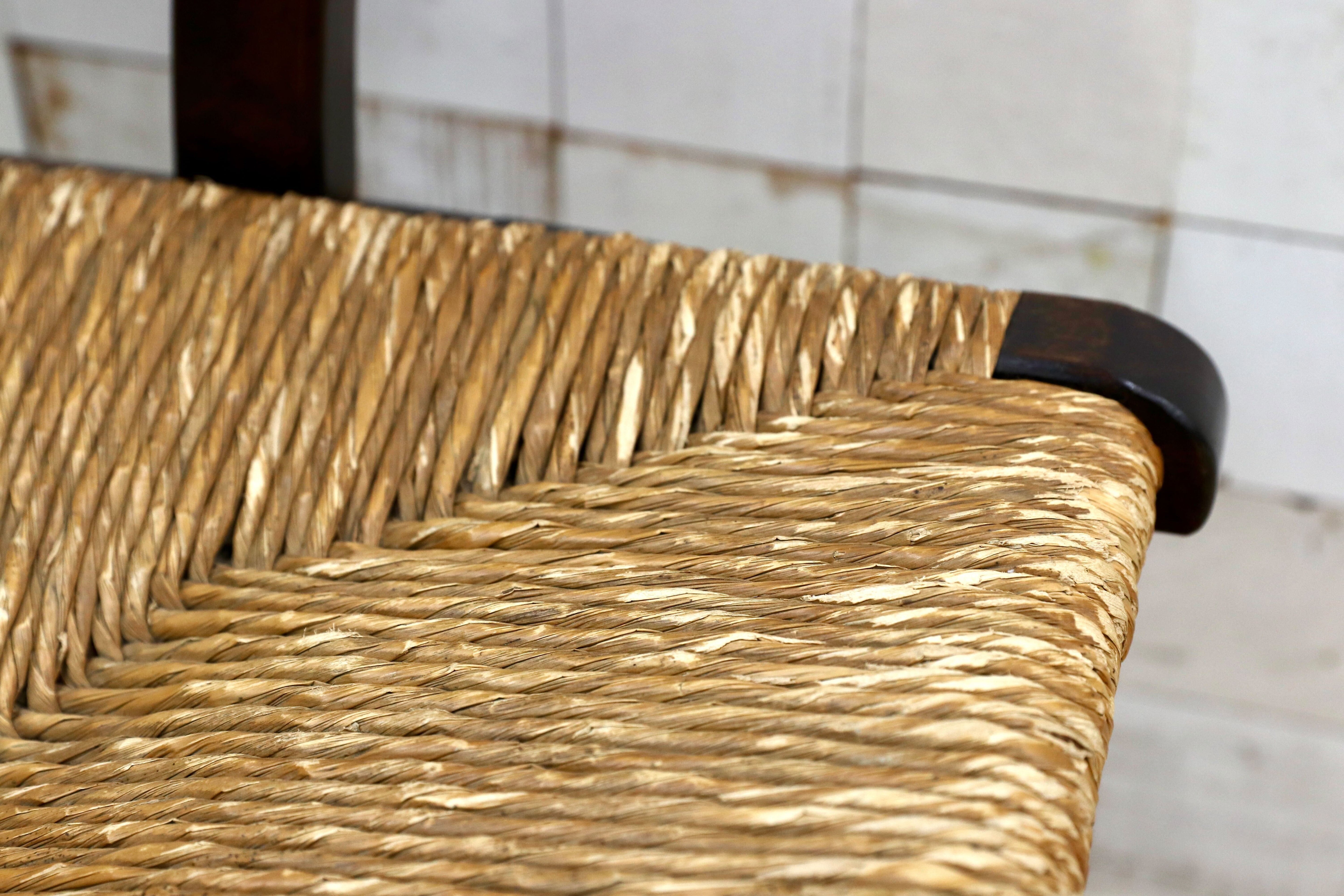 GMIK279○松本民芸家具 L型ラッシアームチェア 椅子 民藝 アンティーク イージーチェア 和モダン レトロ