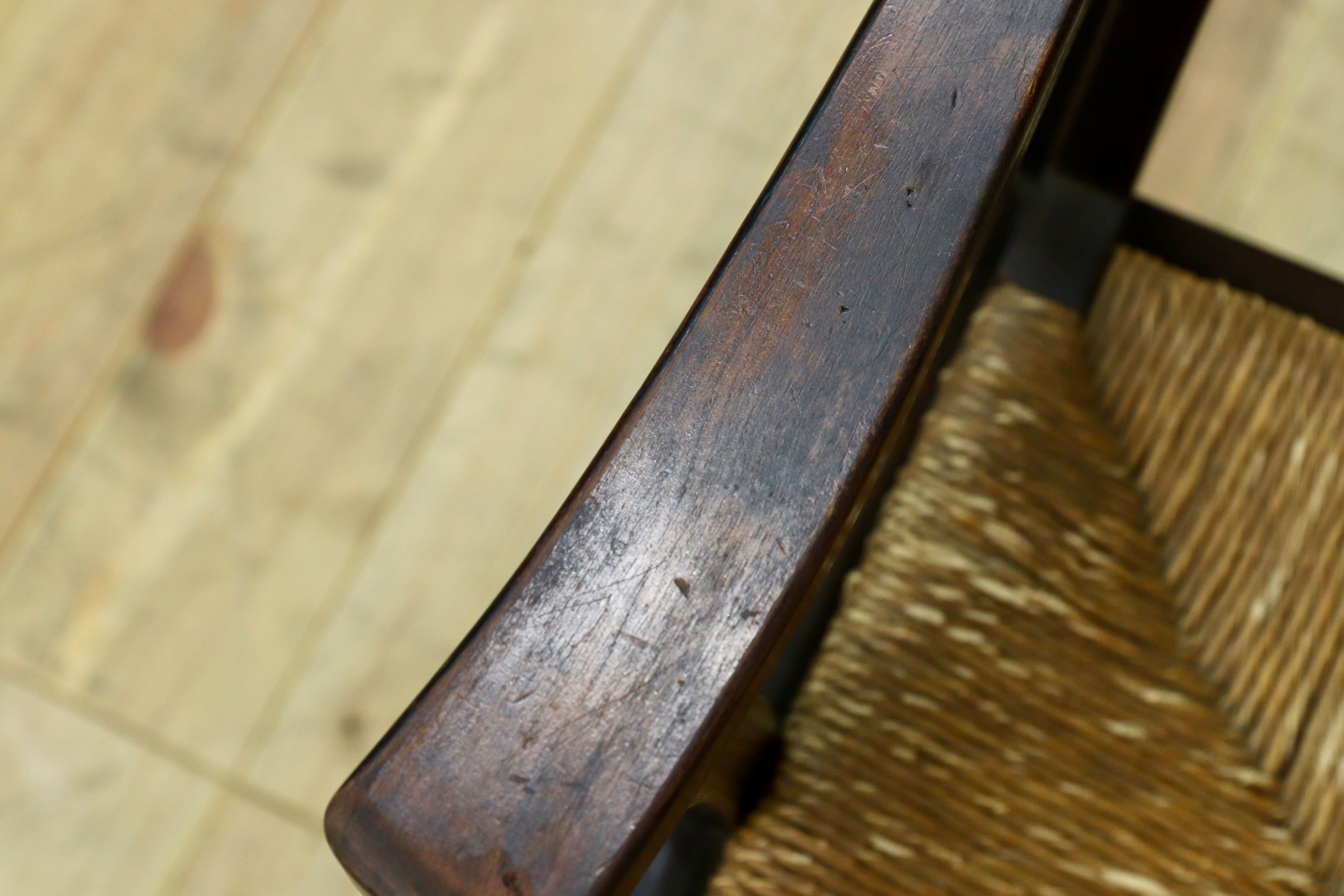 GMIK279○松本民芸家具 L型ラッシアームチェア 椅子 民藝 アンティーク イージーチェア 和モダン レトロ