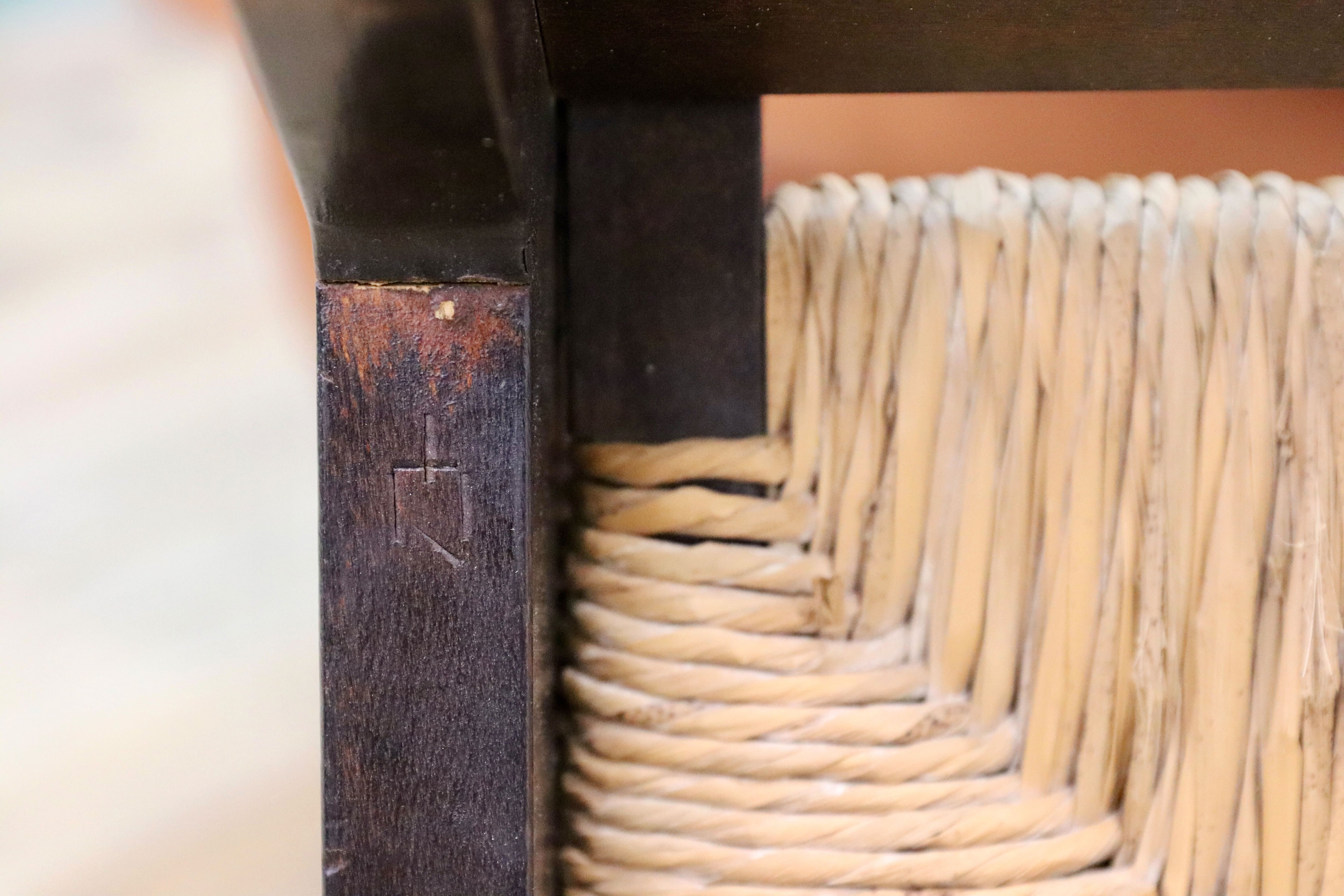 GMIK279○松本民芸家具 L型ラッシアームチェア 椅子 民藝 アンティーク イージーチェア 和モダン レトロ