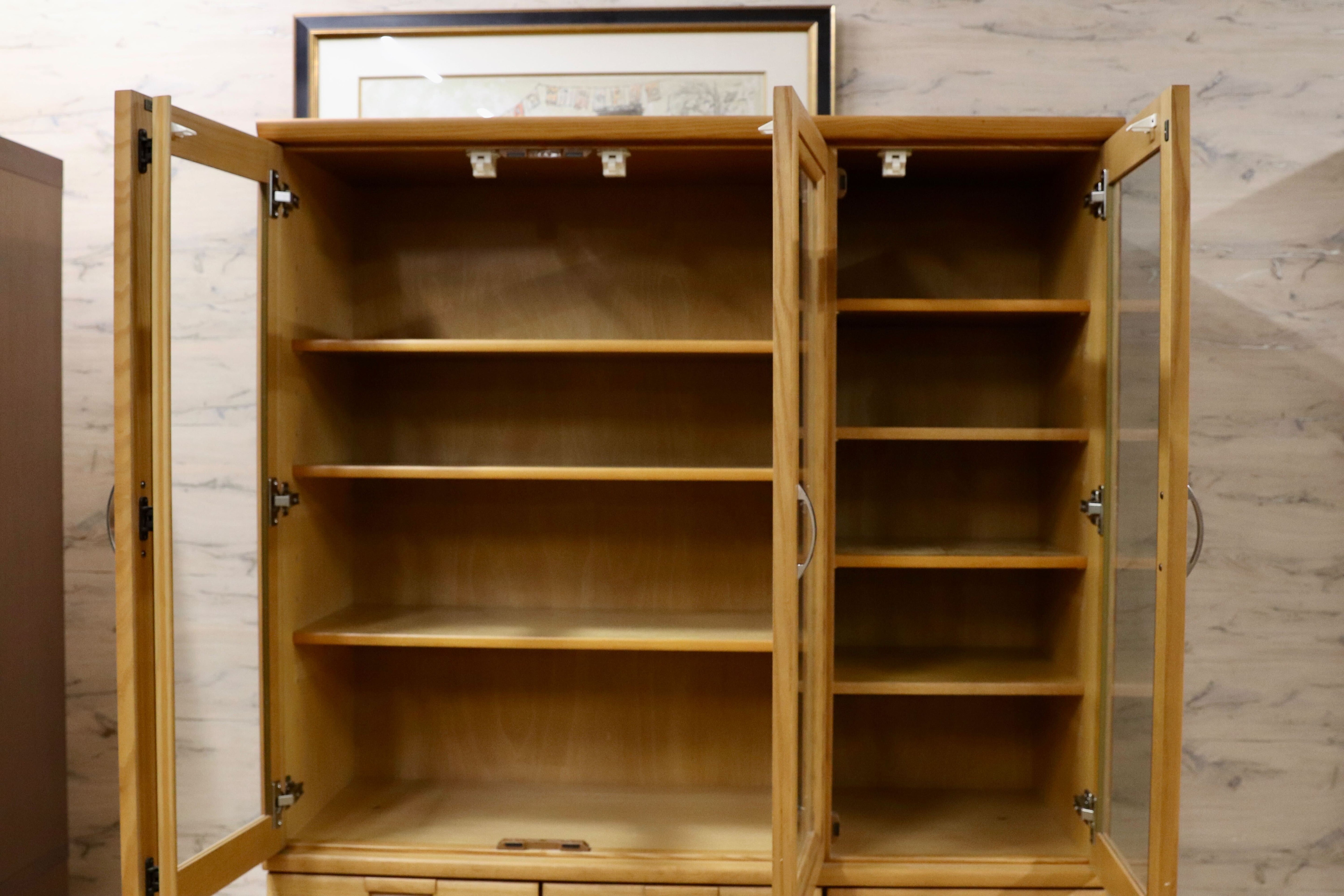 GMIK198○karimoku / カリモク 食器棚 キャビネット 水屋棚 カップボード タモ材 シンプル ナチュラル 国産家具