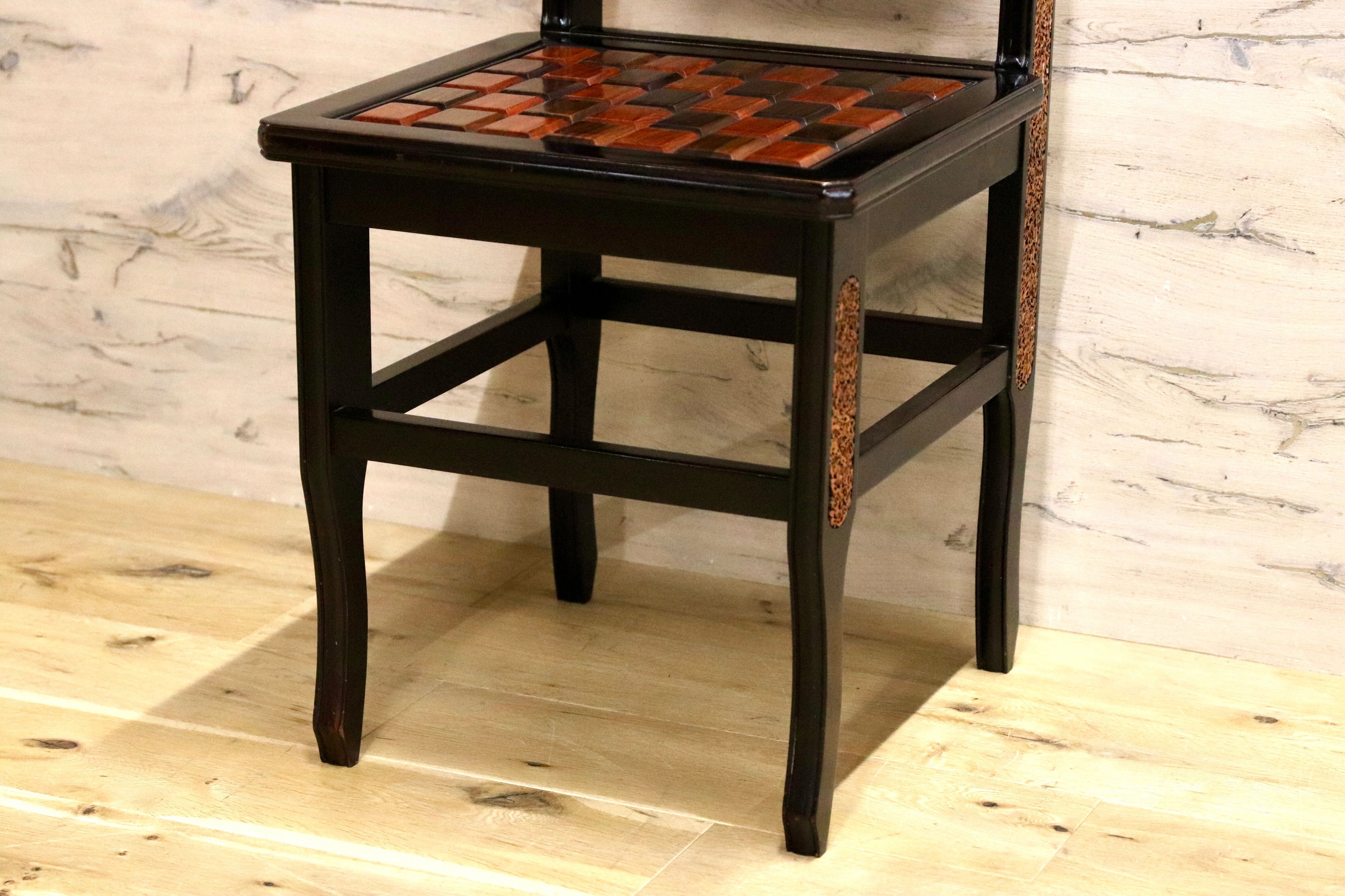 GMIK830B○最高級 中国美術 ダイニングチェア 椅子 チェア 唐木 和モダン アンティーク 綿密細工 稀少