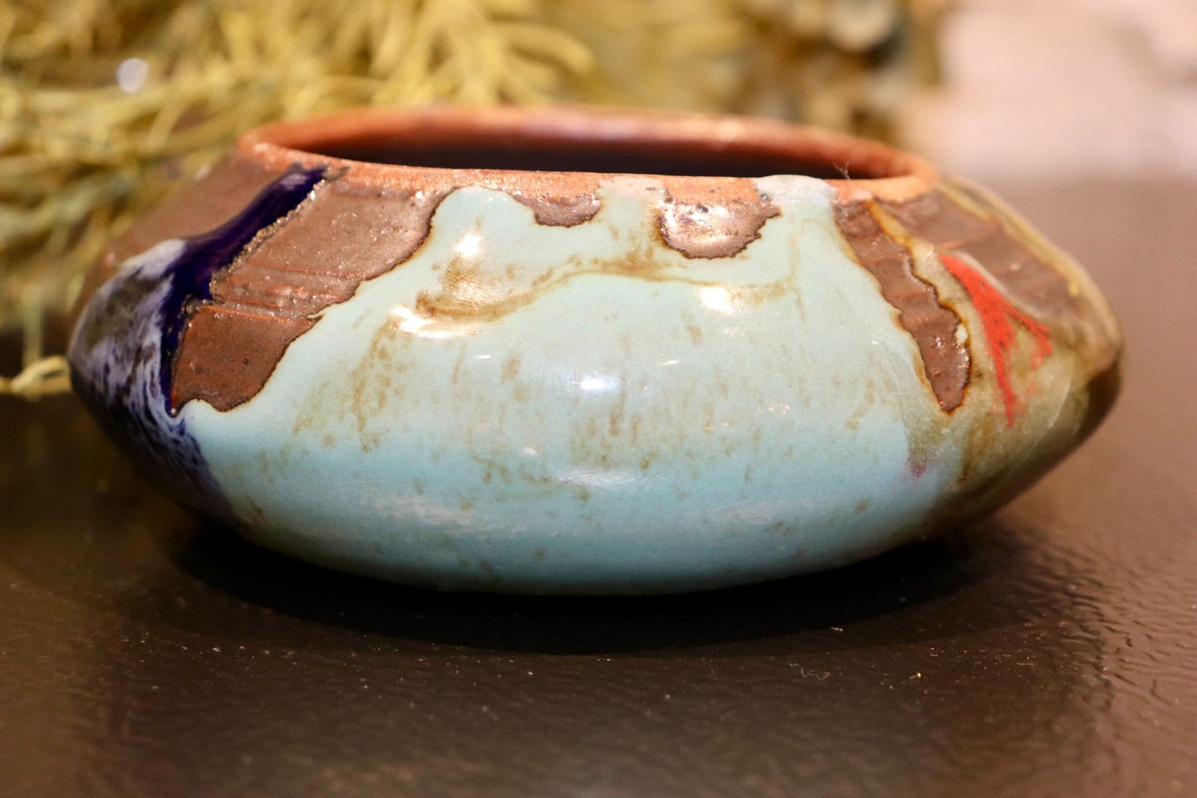 GMIO361◯丹文窯 丹波焼 彩色台皿 陶器 茶器 伝統工芸 丹波篠山 未使用