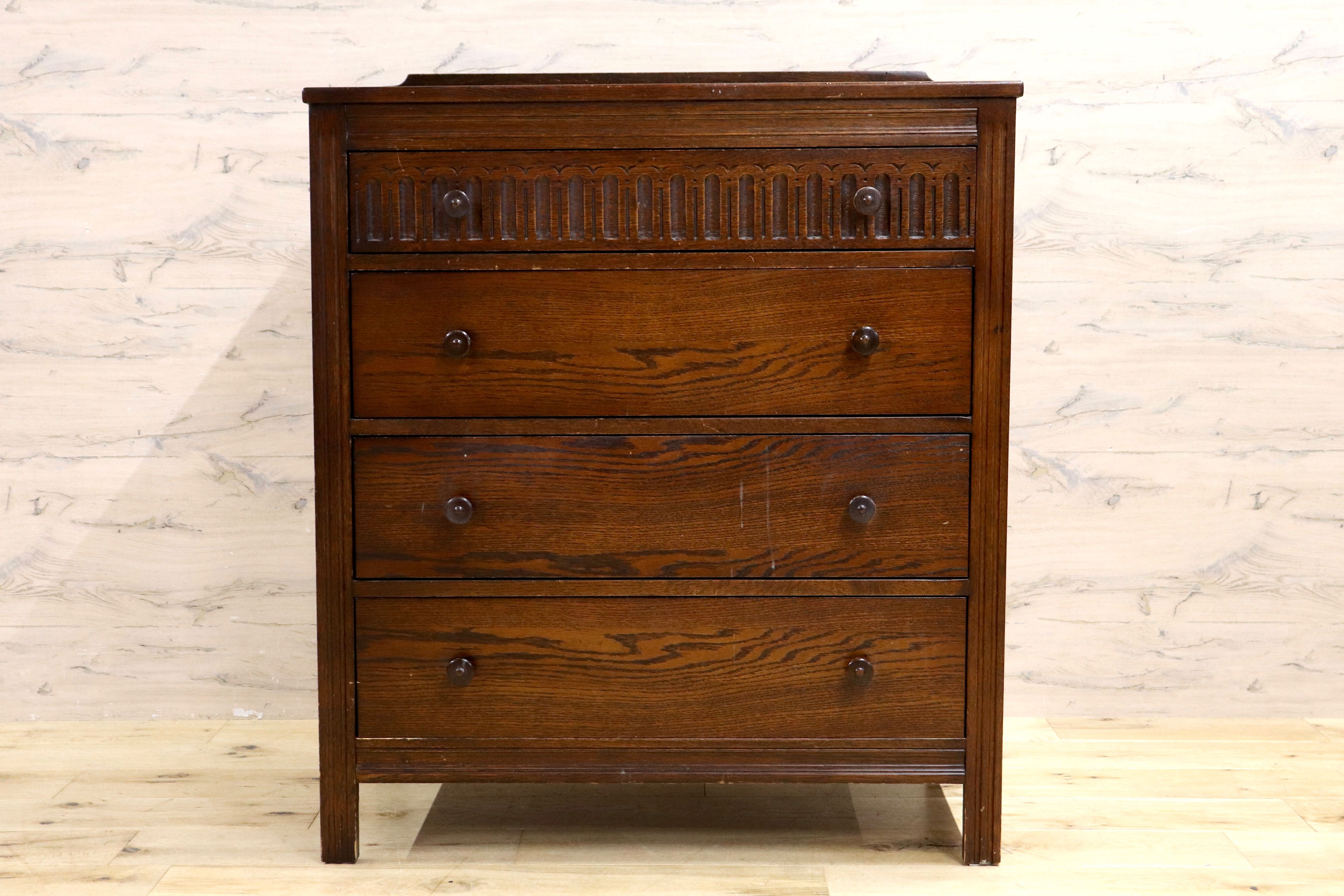 GMIH310○西洋 ヴィンテージ 4段チェスト ルーマニア製 チェスト 引き出し 収納 アンティーク調 カントリー 英国スタイル 木製家具