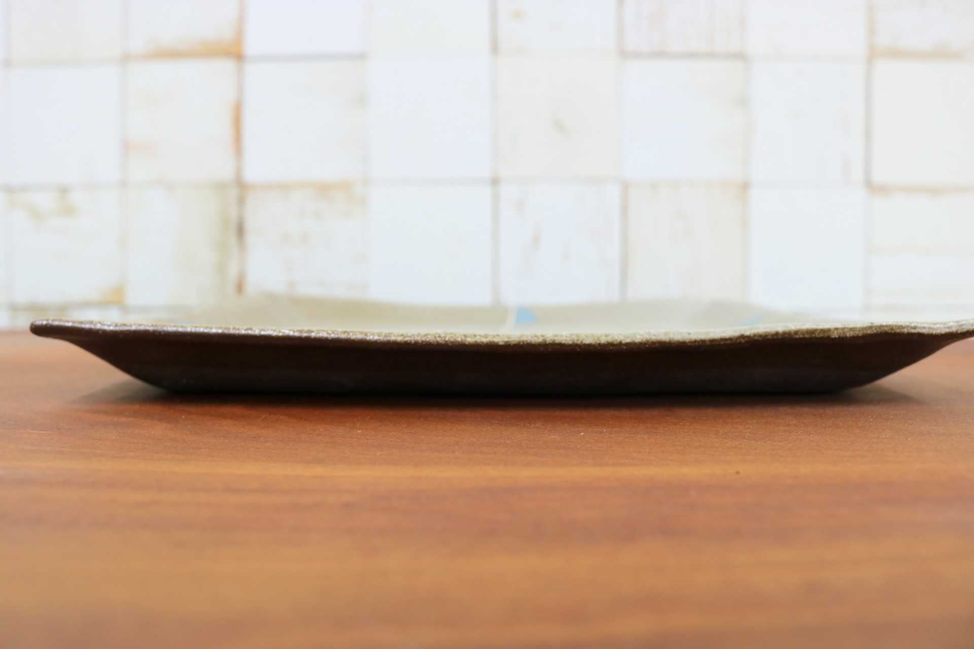GMJO93B◯市野悟窯 市野哲次 丹波焼 角皿 陶器 現代陶芸 丹波篠山 作家物