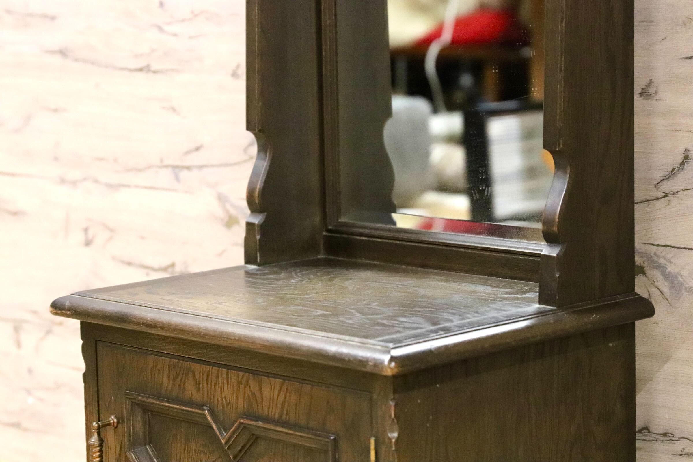 GMIK822○永田良介商店 ドレッサー 鏡台 和家具 和製アンティーク 昭和レトロ 楢材 民芸 クラシック カントリー 稀少