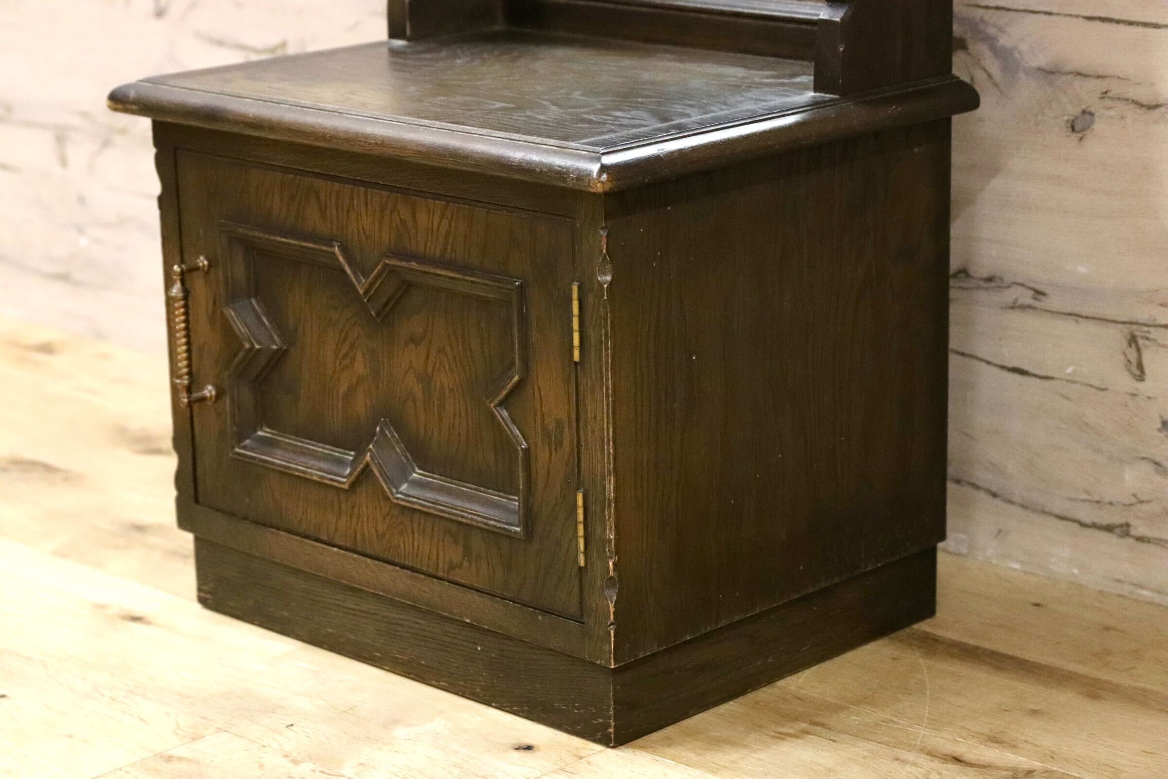 GMIK822○永田良介商店 ドレッサー 鏡台 和家具 和製アンティーク 昭和レトロ 楢材 民芸 クラシック カントリー 稀少