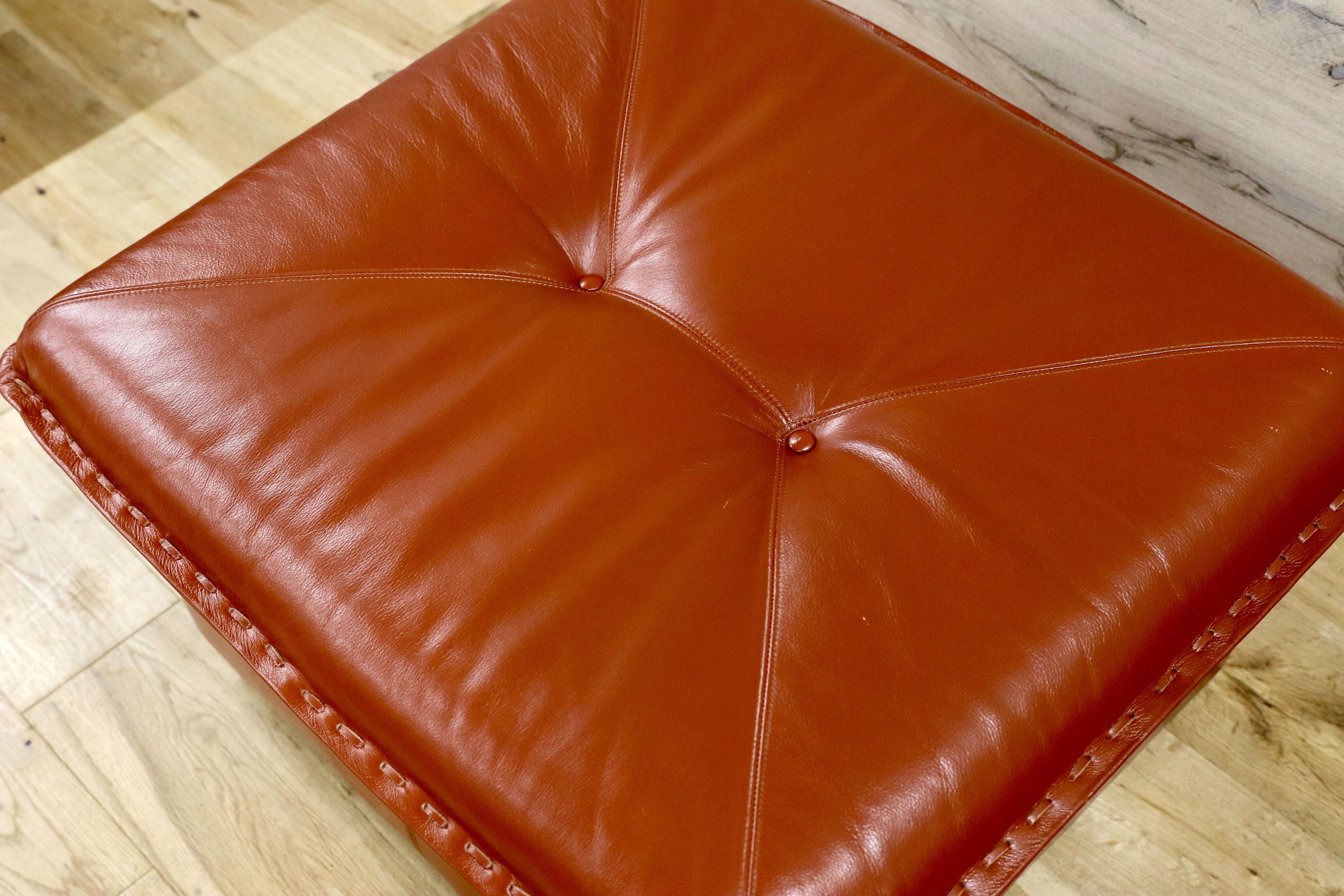 GMJS14A○冨士ファニチア / FUJI FURNITURE ラウンジチェア オットマン 本革 日本製 ヴィンテージ ラウンジソファ ジャパニーズモダン 稀少