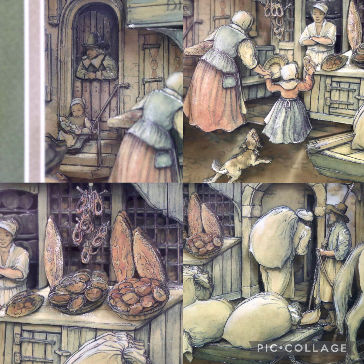 GMJO141U◯Anton Pieck / アントン・ピック ヨーロッパの古い街並みシリーズ Brood-Bakkerij シャドーボックス 西洋 アンティーク