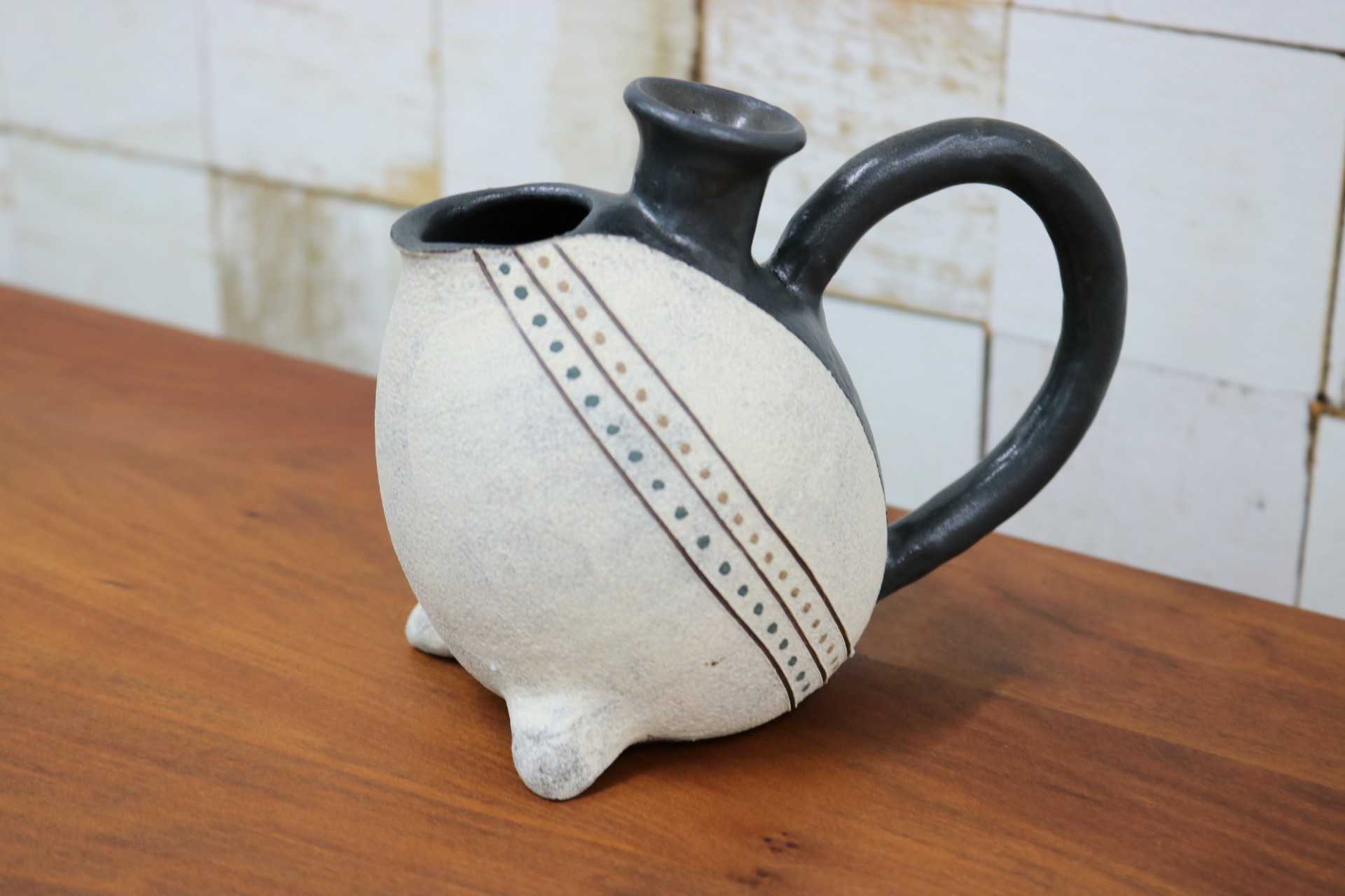 GMJO91A◯市野悟窯 市野哲次 丹波焼 酒器 足付き 陶器 現代陶芸 丹波篠山 作家物