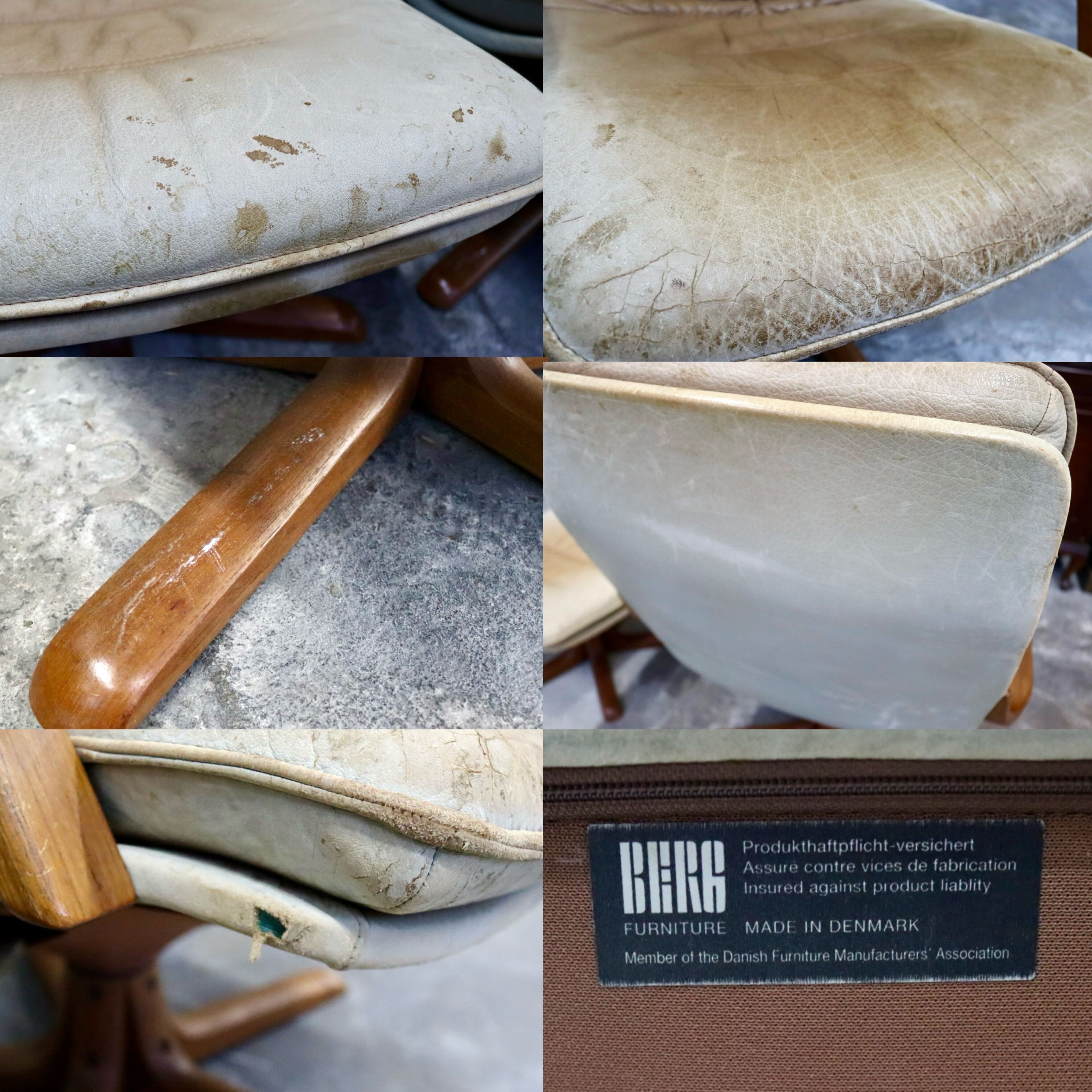 GMIK698○BERG Furniture / ベルグファニチャー 1人掛けソファ ラウンジチェア 回転式 オットマン 本革 ミッドセンチュリー デンマーク