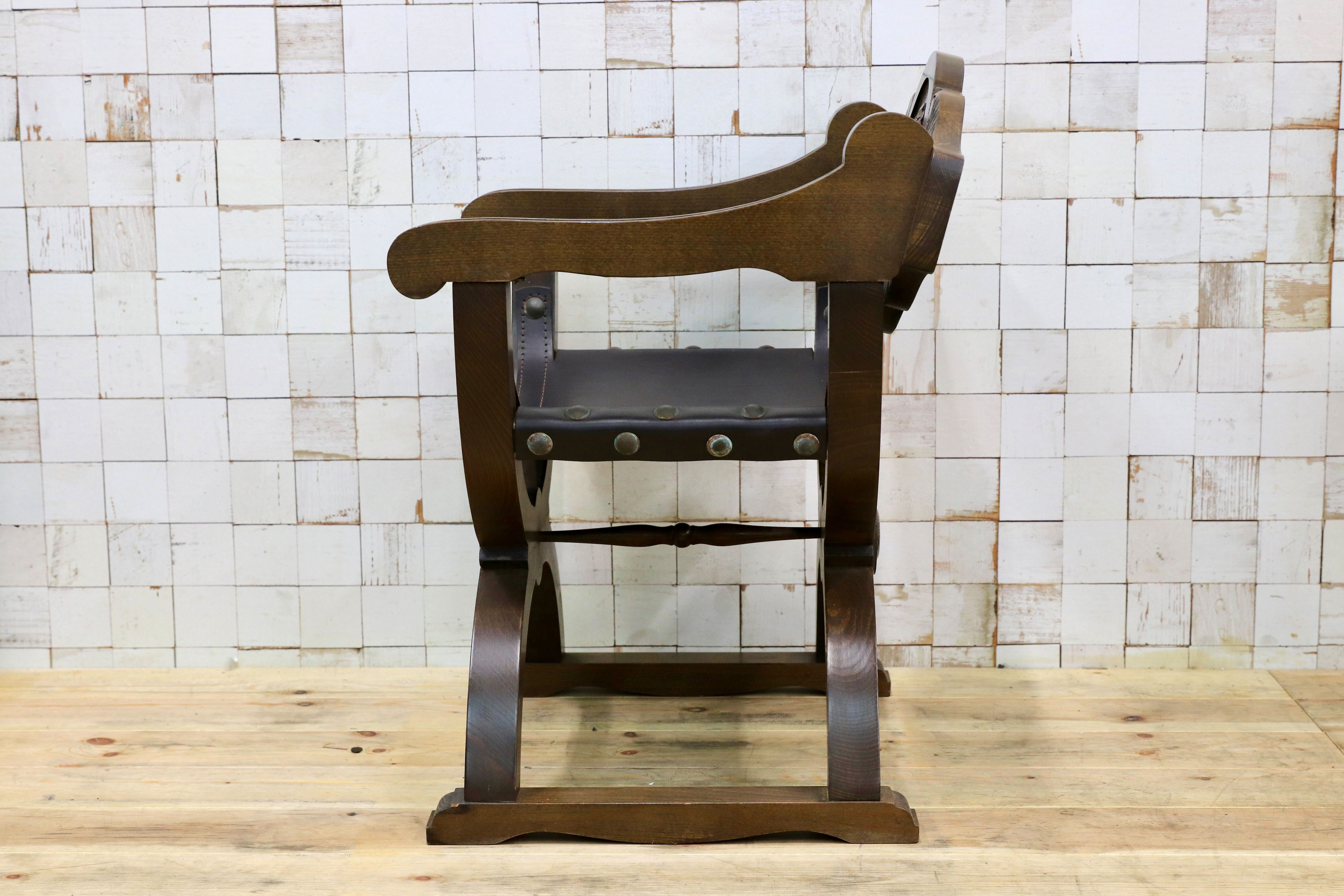 GMIK396A○サボナローラ ダンテスカチェア ヴィンテージ モダン 革張り GMIK396A○サボナローラ ダンテスカチェア ヴィンテージ モダン 革張り