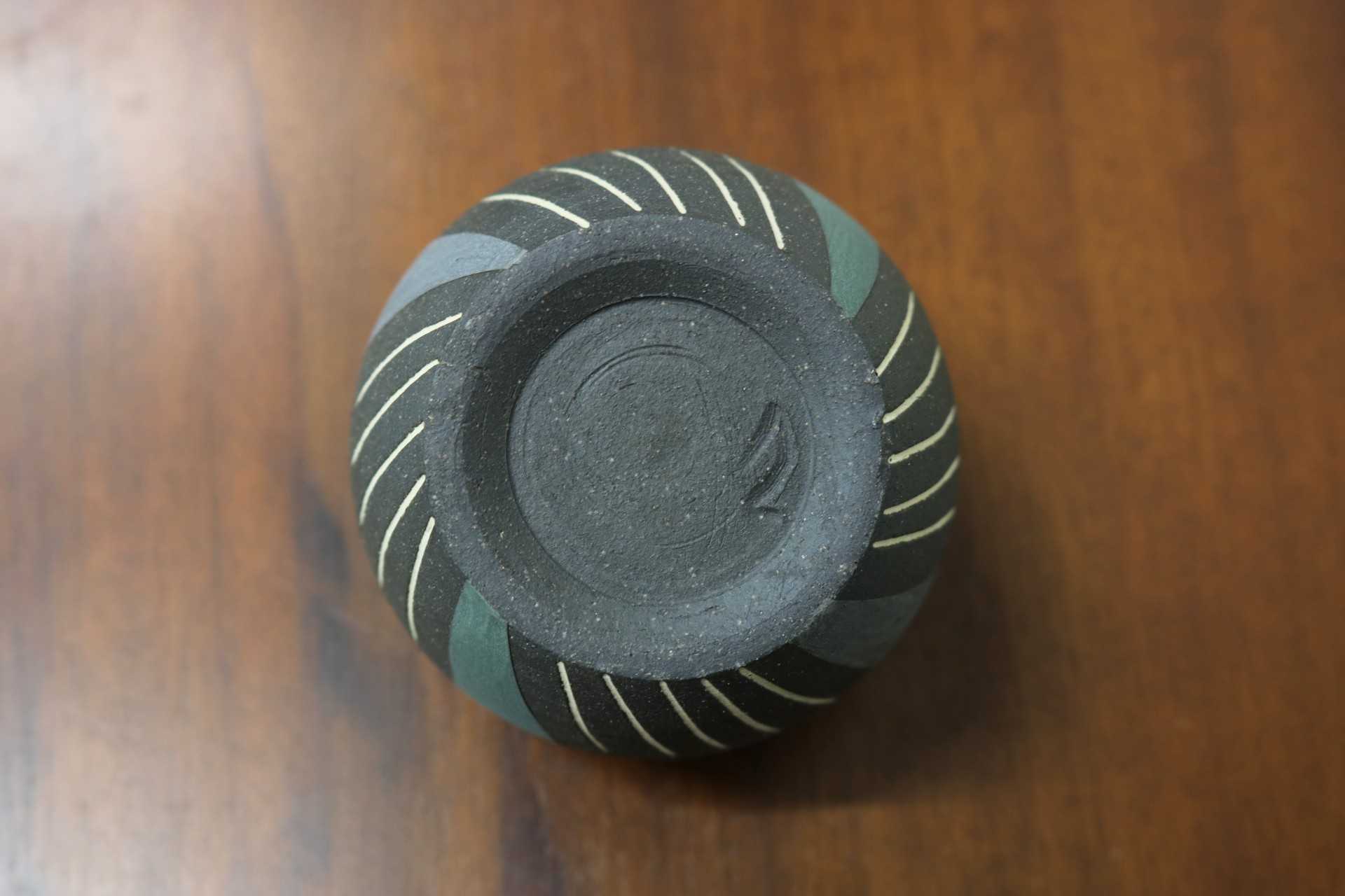 GMJO123◯市野悟窯 市野哲次 丹波焼 彩色線象嵌 カットカップ 陶器 現代陶芸 作家物