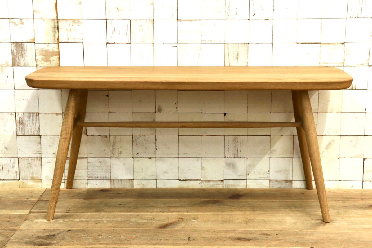 GMJS302B◯無印良品／ MUJI オーク材ベンチ 丸脚 天然木 無垢集成材 ベンチ 長椅子 スツール 北欧 ナチュラル 木製家具 希少 展示品