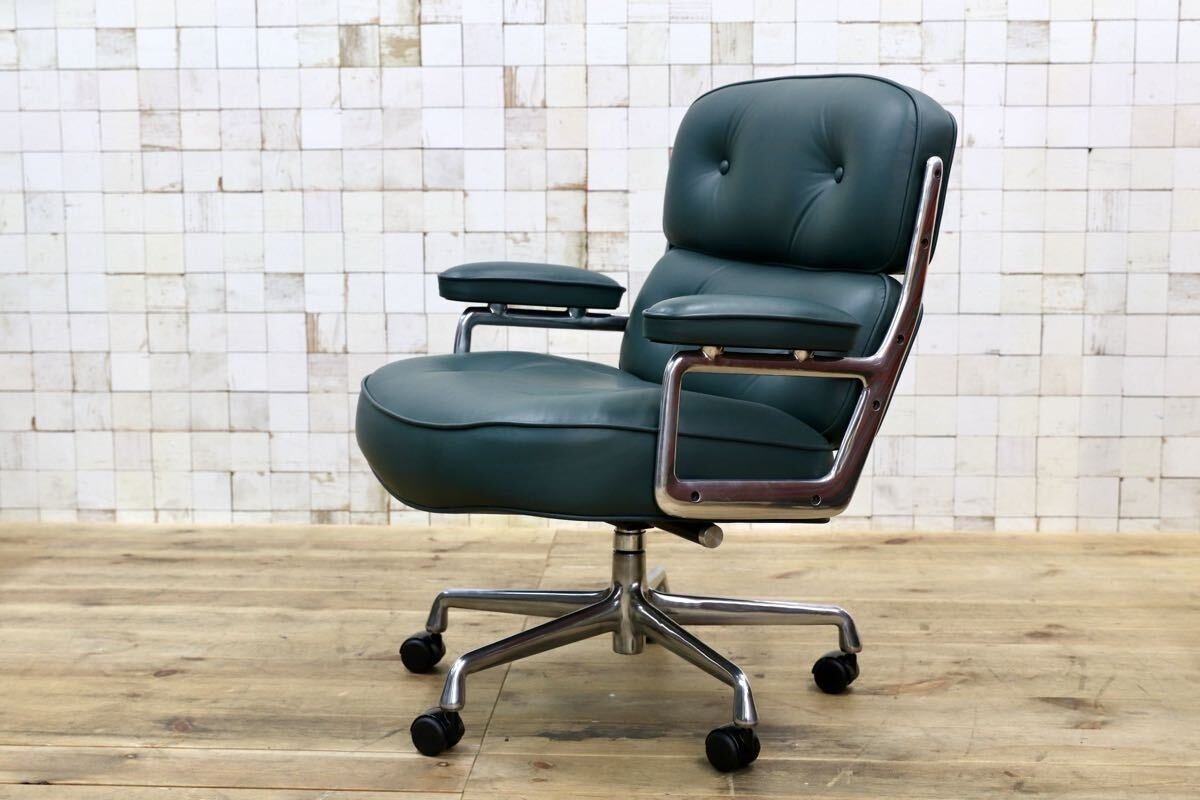 GMJO87A○Herman Miller / ハーマンミラー イームズ エグゼクティブチェア タイムライフチェア 本革 グリーン チャールズ＆レイ 定価95万