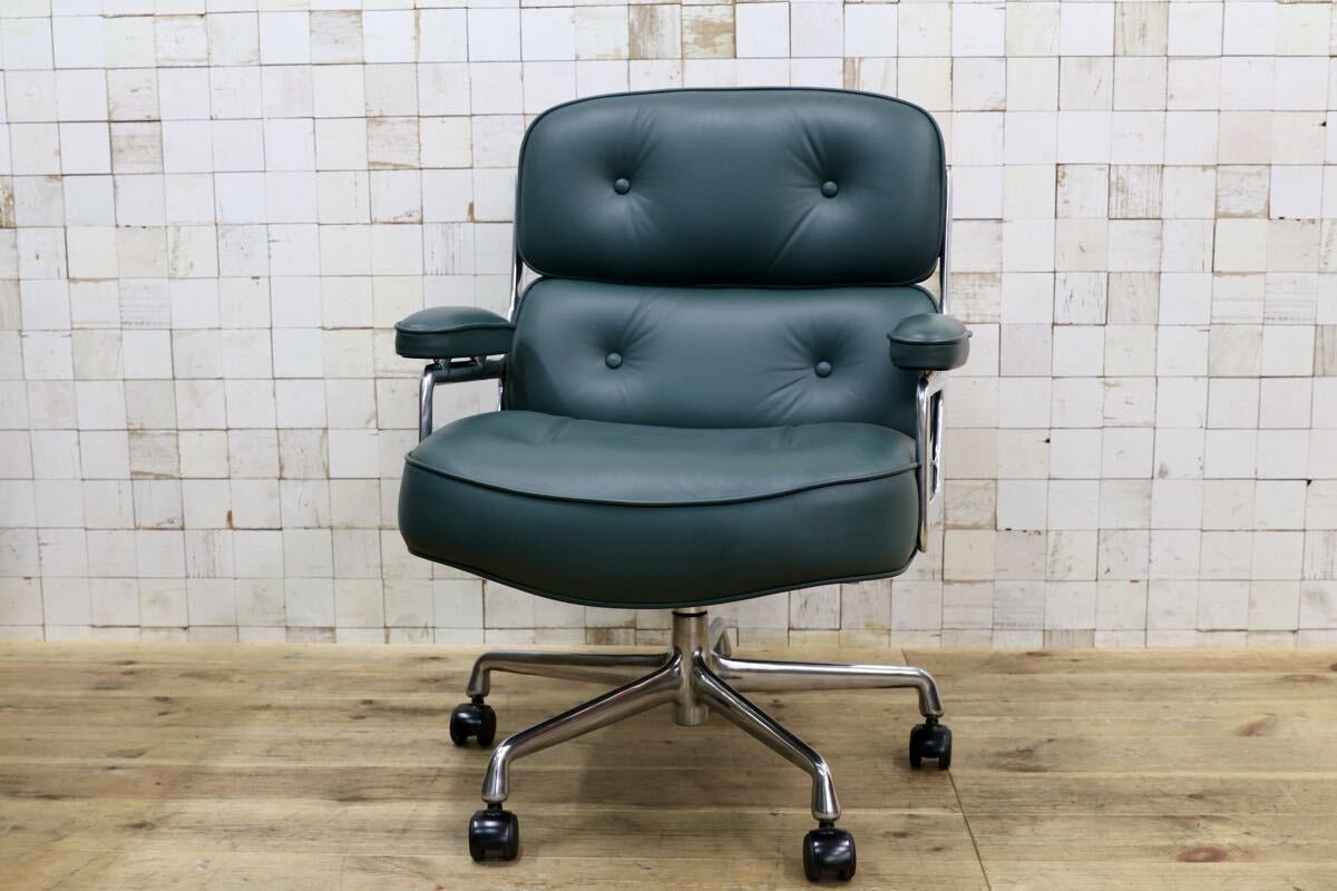 GMJO87A○Herman Miller / ハーマンミラー イームズ エグゼクティブチェア タイムライフチェア 本革 グリーン チャールズ＆レイ 定価95万