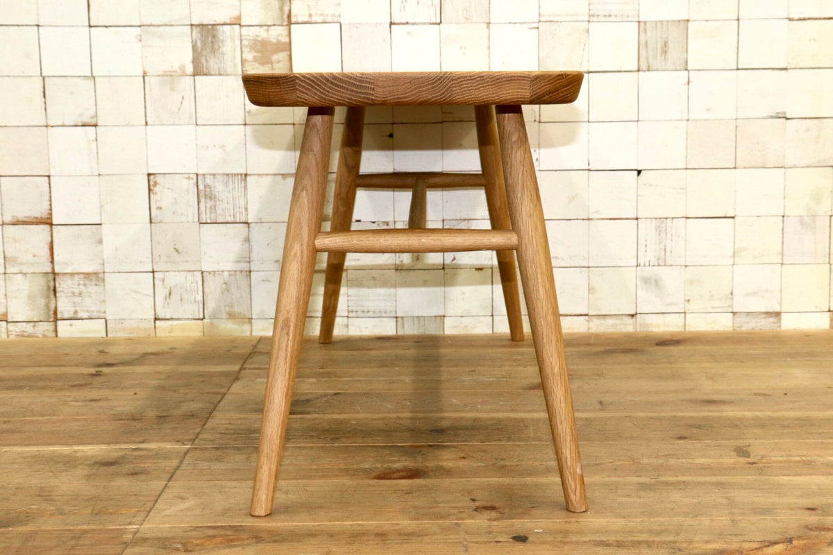 GMJS302B◯無印良品／ MUJI オーク材ベンチ 丸脚 天然木 無垢集成材 ベンチ 長椅子 スツール 北欧 ナチュラル 木製家具 希少 展示品