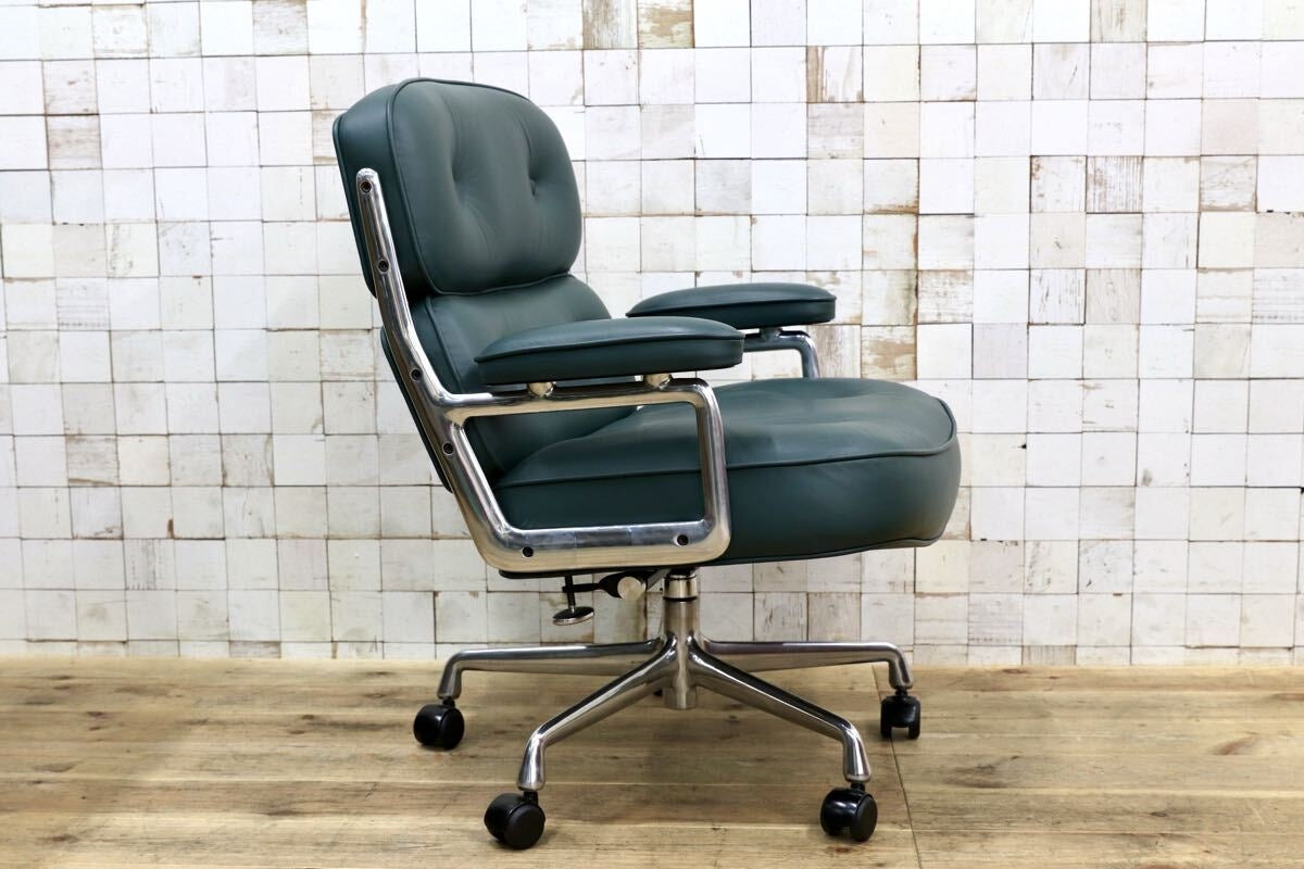 GMJO87A○Herman Miller / ハーマンミラー イームズ エグゼクティブチェア タイムライフチェア 本革 グリーン チャールズ＆レイ 定価95万