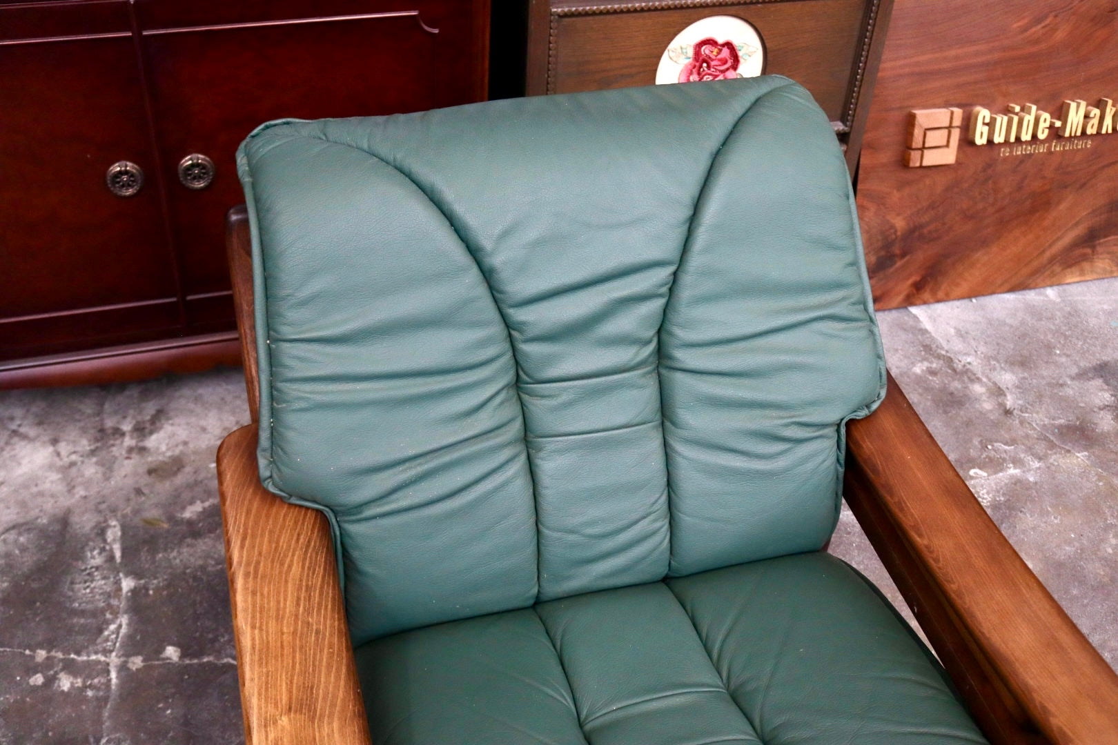 GMJH224B○冨士ファニチア / FUJI FURNITURE 1人掛けソファ シングルソファ 木製 本革 ヴィンテージ クラシック 国産家具