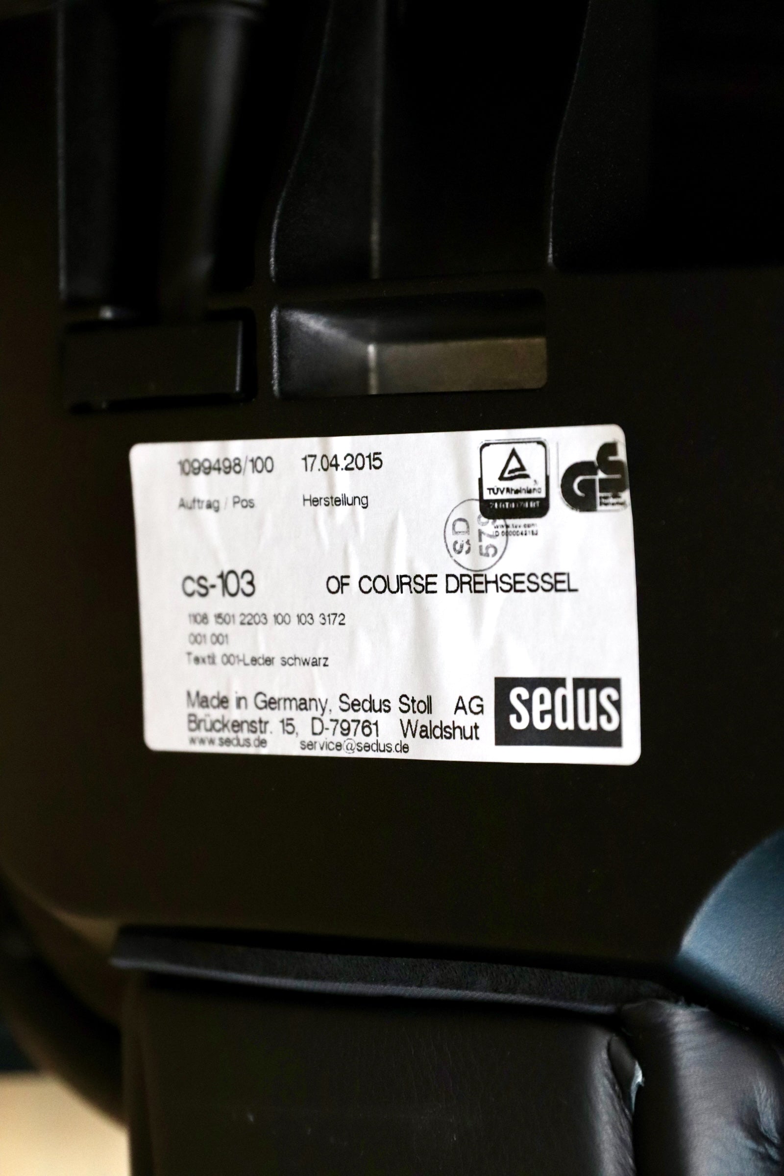 GMJK172B○SEDUS / セダス OF COURSE EXECUTIVE CS-103 エグゼクティブチェア デスクチェア オフィスチェア 総本革 ドイツ製 定価約53万円