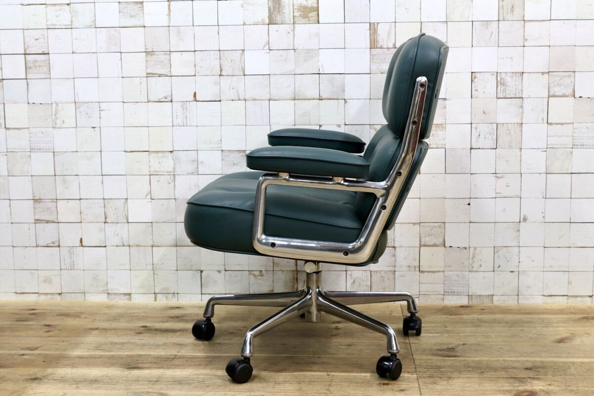GMJO87A○Herman Miller / ハーマンミラー イームズ エグゼクティブチェア タイムライフチェア 本革 グリーン チャールズ＆レイ 定価95万