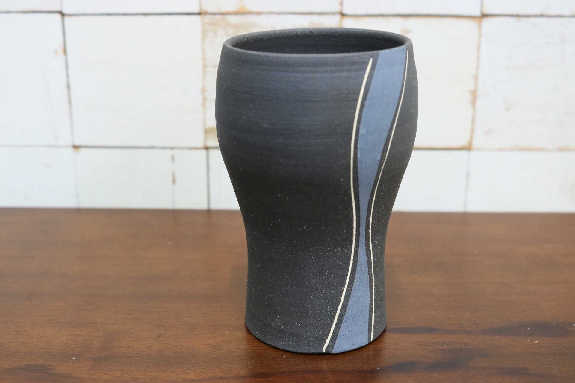 GMJO122E◯市野悟窯 市野哲次 丹波焼 彩色線象嵌 ビアジョッキ ビアカップ 陶器 現代陶芸 作家物