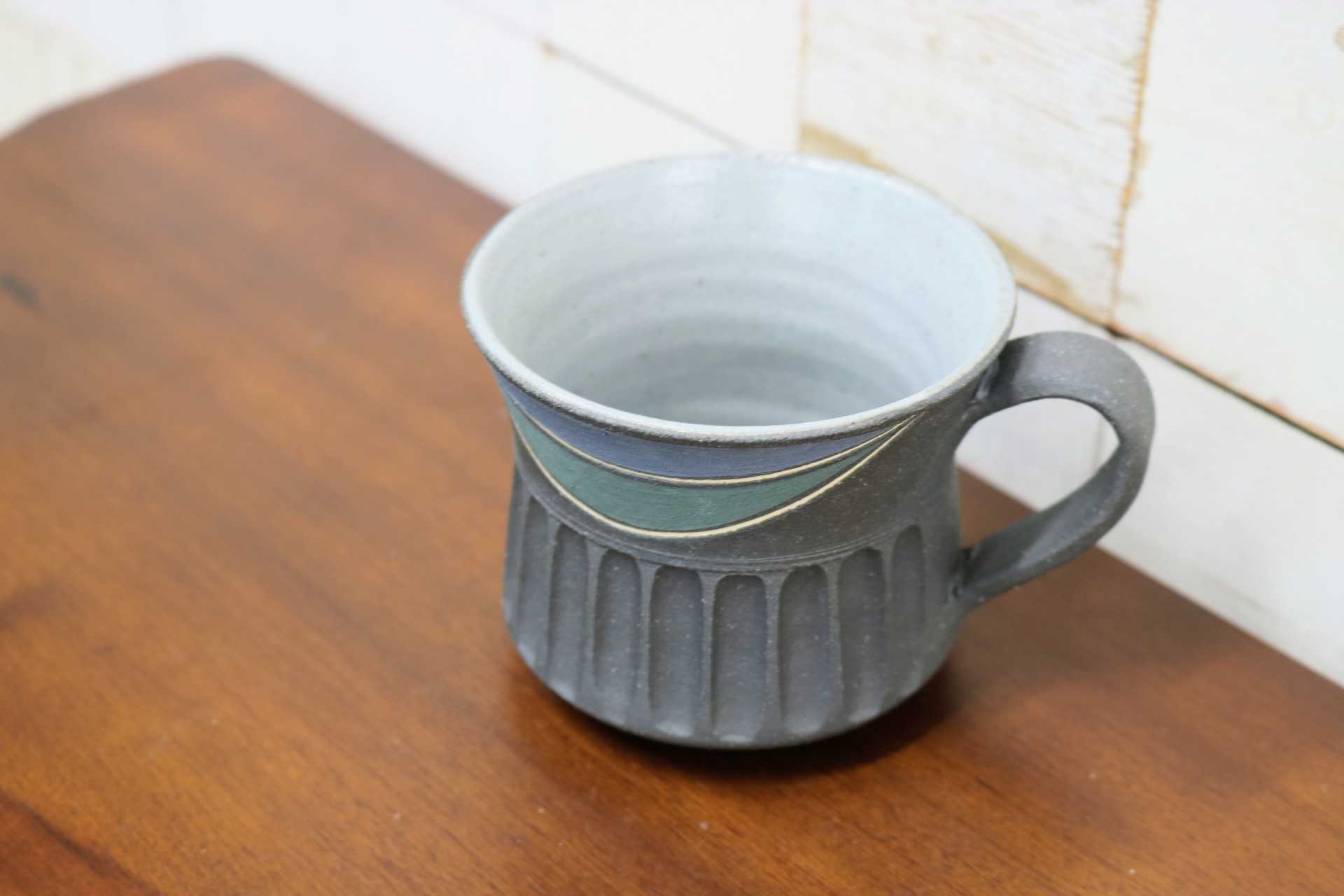 GMJO125◯市野悟窯 市野哲次 丹波焼 彩色線象嵌 マグカップ 陶器 現代陶芸 作家物