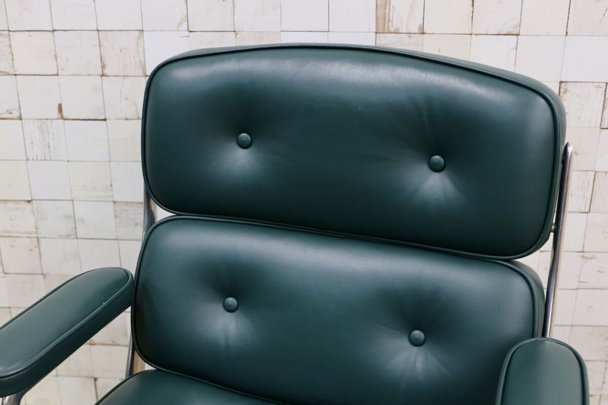 GMJO87C○Herman Miller / ハーマンミラー イームズ エグゼクティブチェア タイムライフチェア 本革 グリーン チャールズ＆レイ 定価約95万