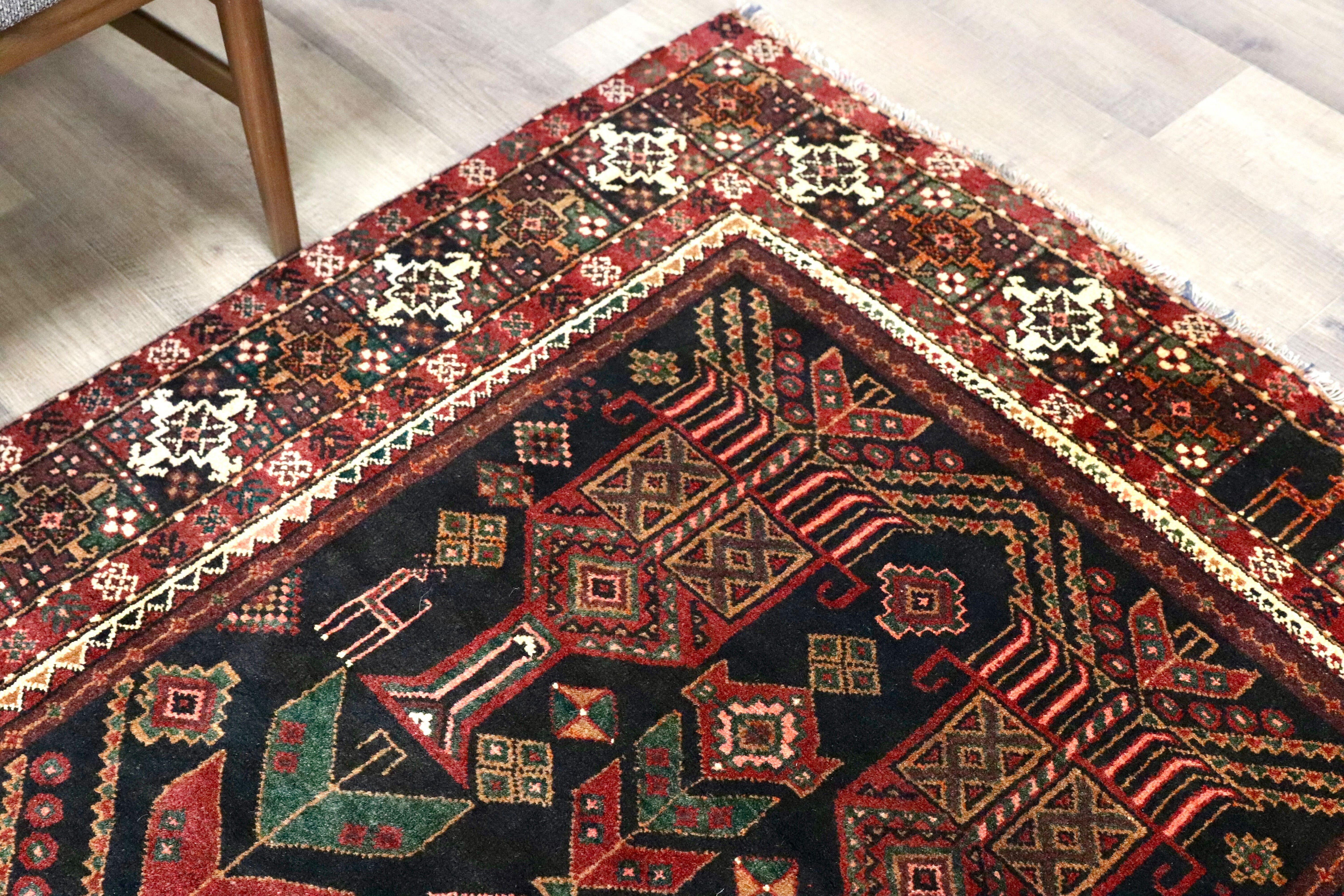 GMGO33○PERSIAN CARPET / ペルシャカーペット ペルシャ絨毯 手織り メダリオン トライバルラグ 70年代 ヴィンテージ デッドストック