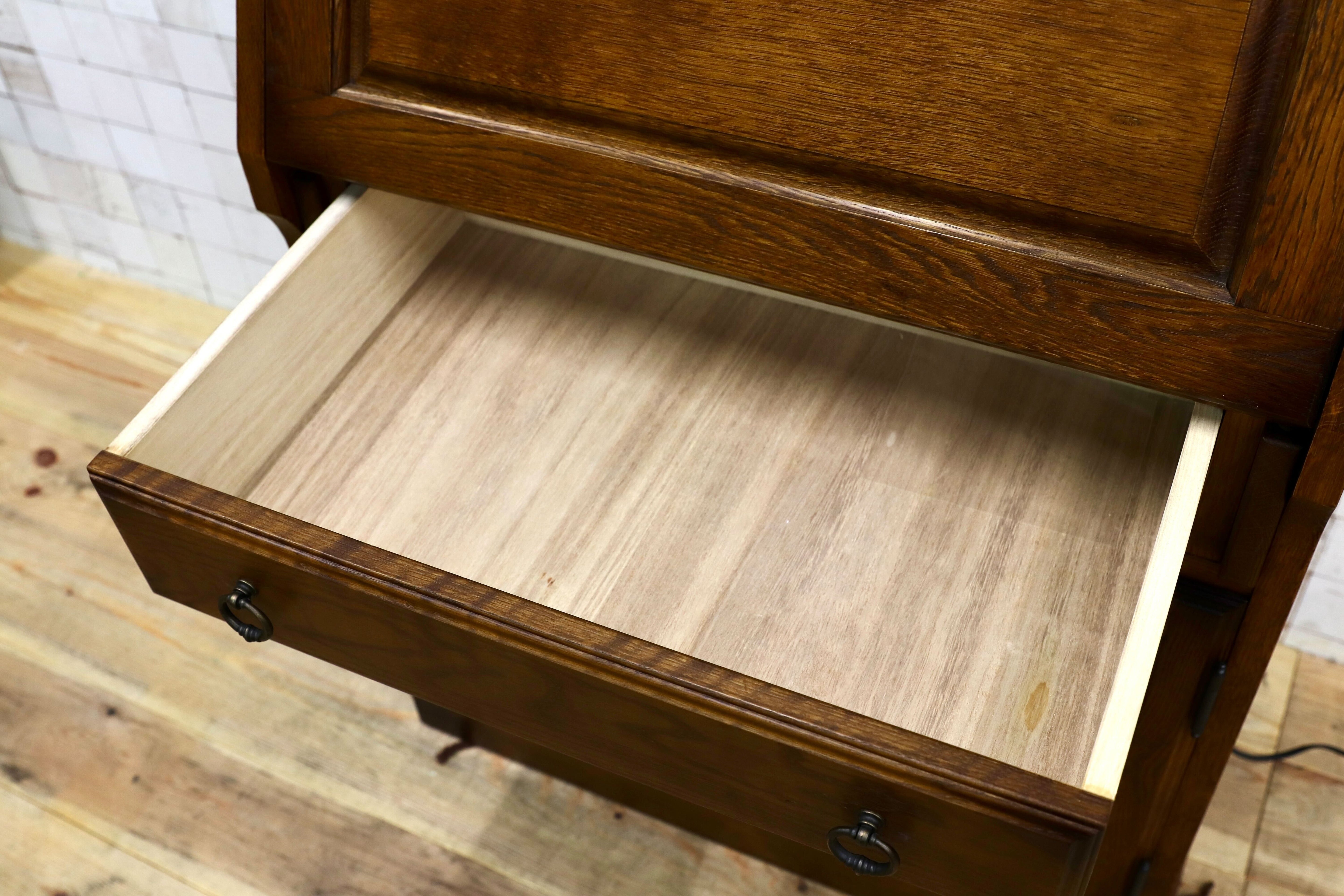 GMIH398○えぞ民芸家具 / EZO 蝦夷民芸家具 ライティングビューロー デスク 学習机 デスク 楢材 カントリー　クラシック 約20万