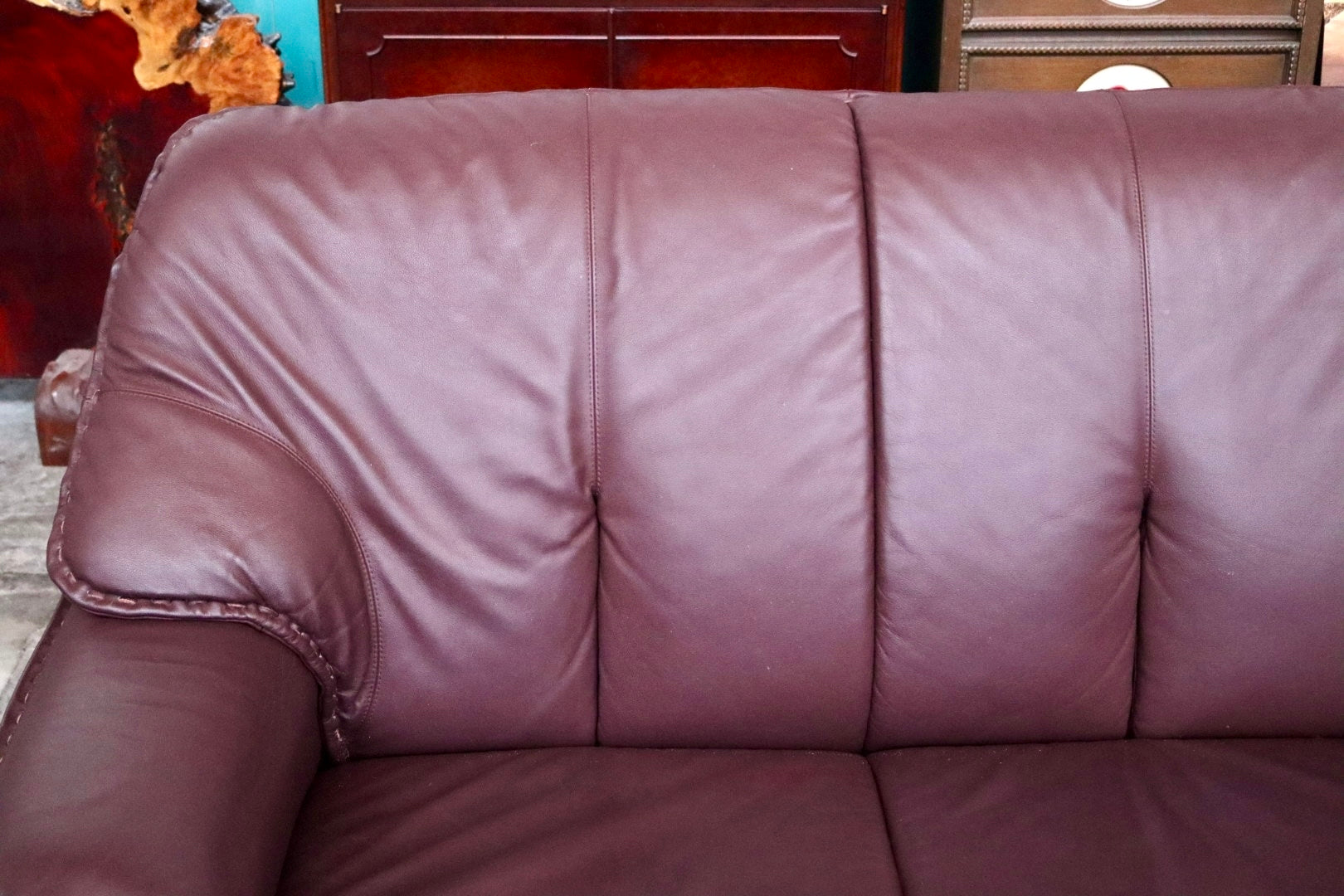 GMJS146○冨士ファニチア / FUJI FURNITURE 3人掛けソファ トリプルソファ 椅子 本革 国産家具 ヴィンテージ