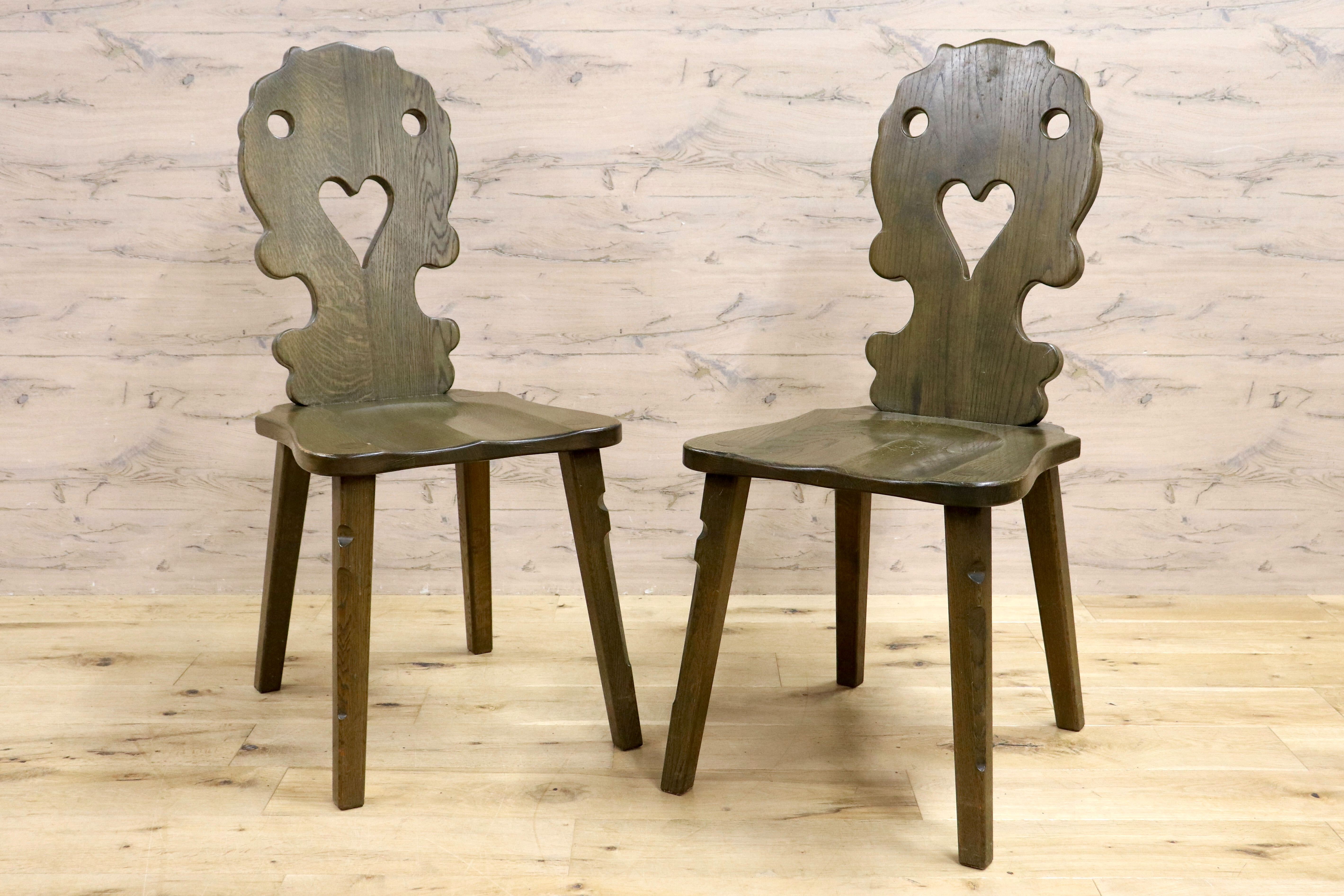 GMIK619B○ハート ダイニングチェア 2脚セット アームレスチェア 椅子 カントリー ヴィンテージ デザイン 木製家具