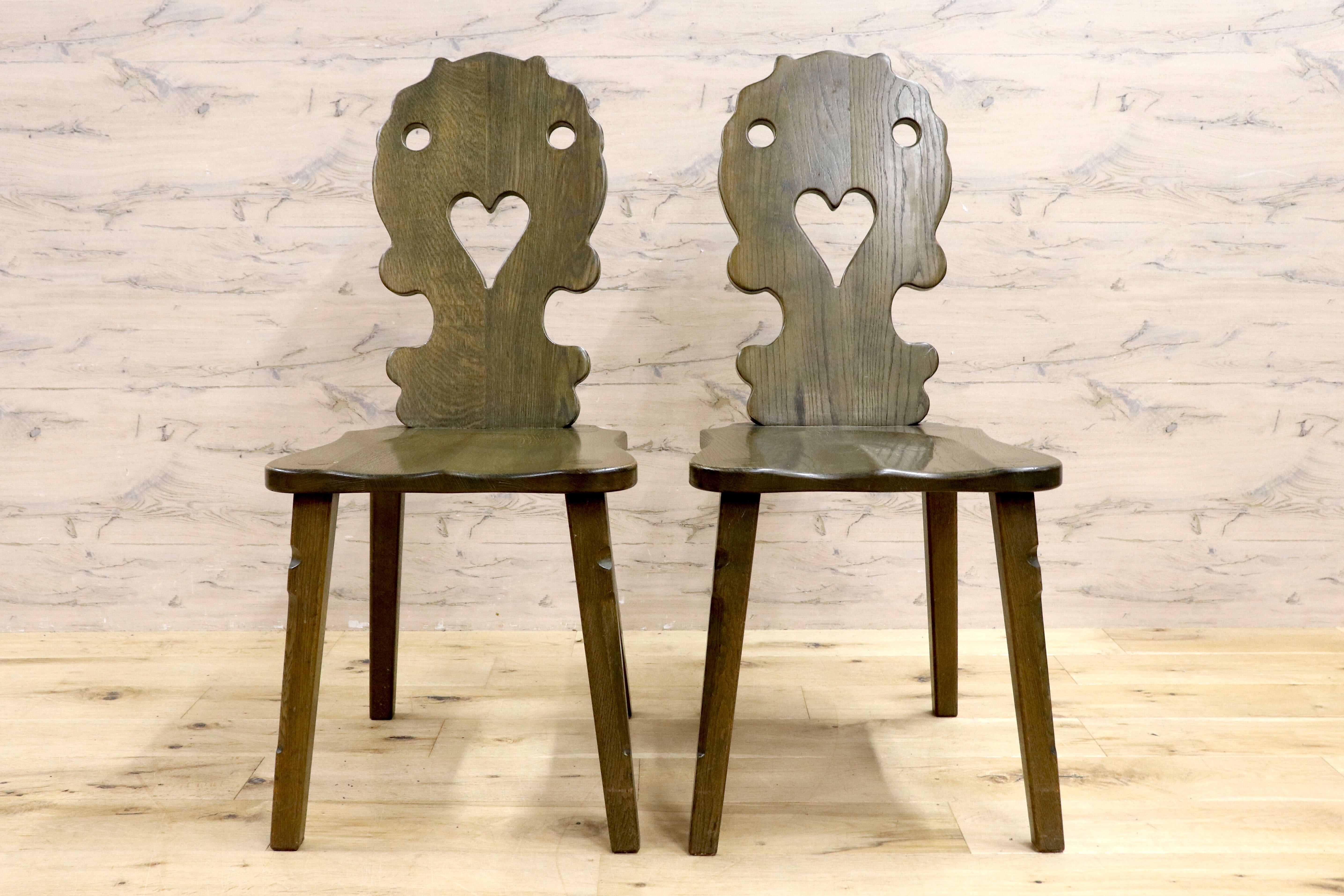 GMIK619B○ハート ダイニングチェア 2脚セット アームレスチェア 椅子 カントリー ヴィンテージ デザイン 木製家具