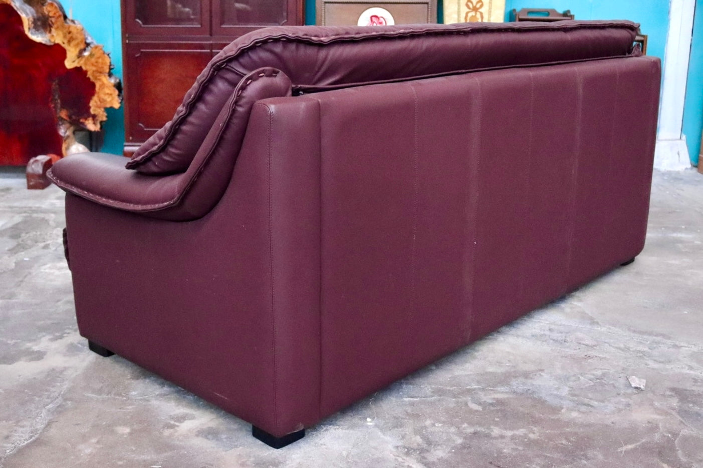 GMJS146○冨士ファニチア / FUJI FURNITURE 3人掛けソファ トリプルソファ 椅子 本革 国産家具 ヴィンテージ