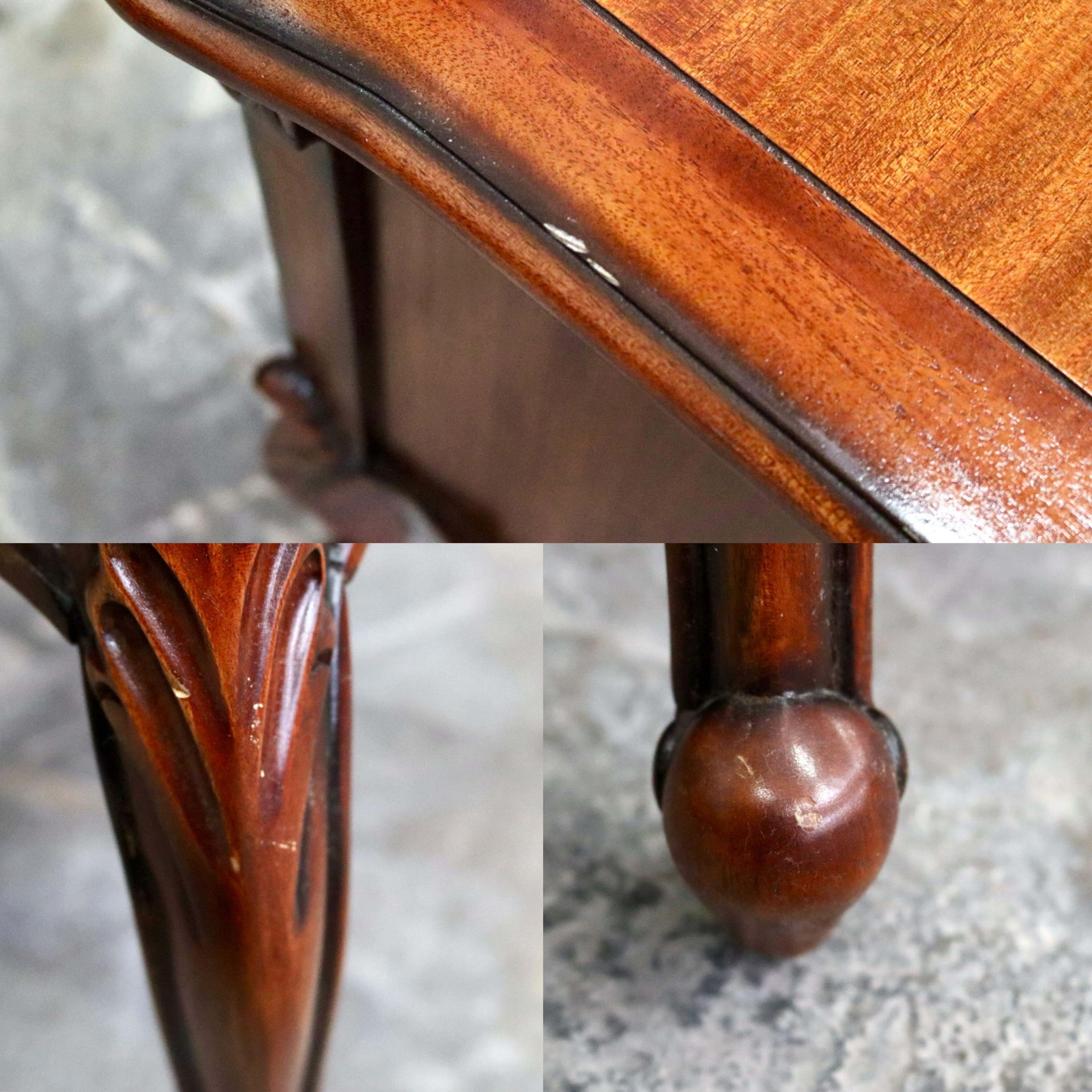 GMIS399○ナイトテーブル サイドテーブル キャビネット チェスト 花台 引き出し 猫脚 ガラス天板 マホガニー材 ヴィンテージ クラシック