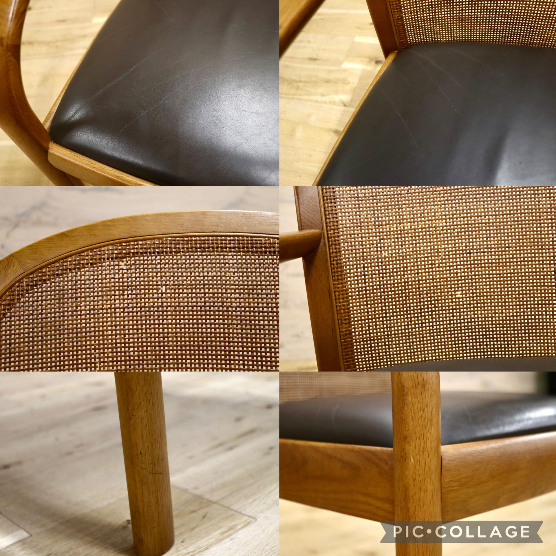 GMJH301E○karimoku / カリモク ダイニングチェア 食卓椅子 アームチェア 椅子 本革 和モダン レトロ 国産家具